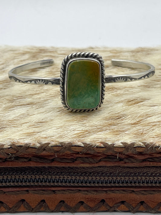 Royston Turquoise One Stone Cuff by Donovan Skeet, Navajo