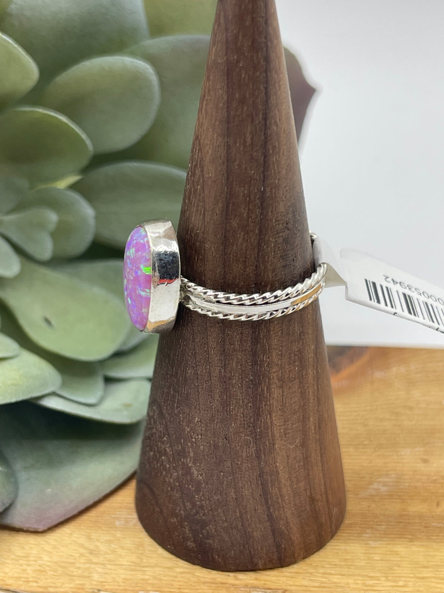 8.0 Pink/Purple Opal Oval Ring by Robert Martinez, Navajo