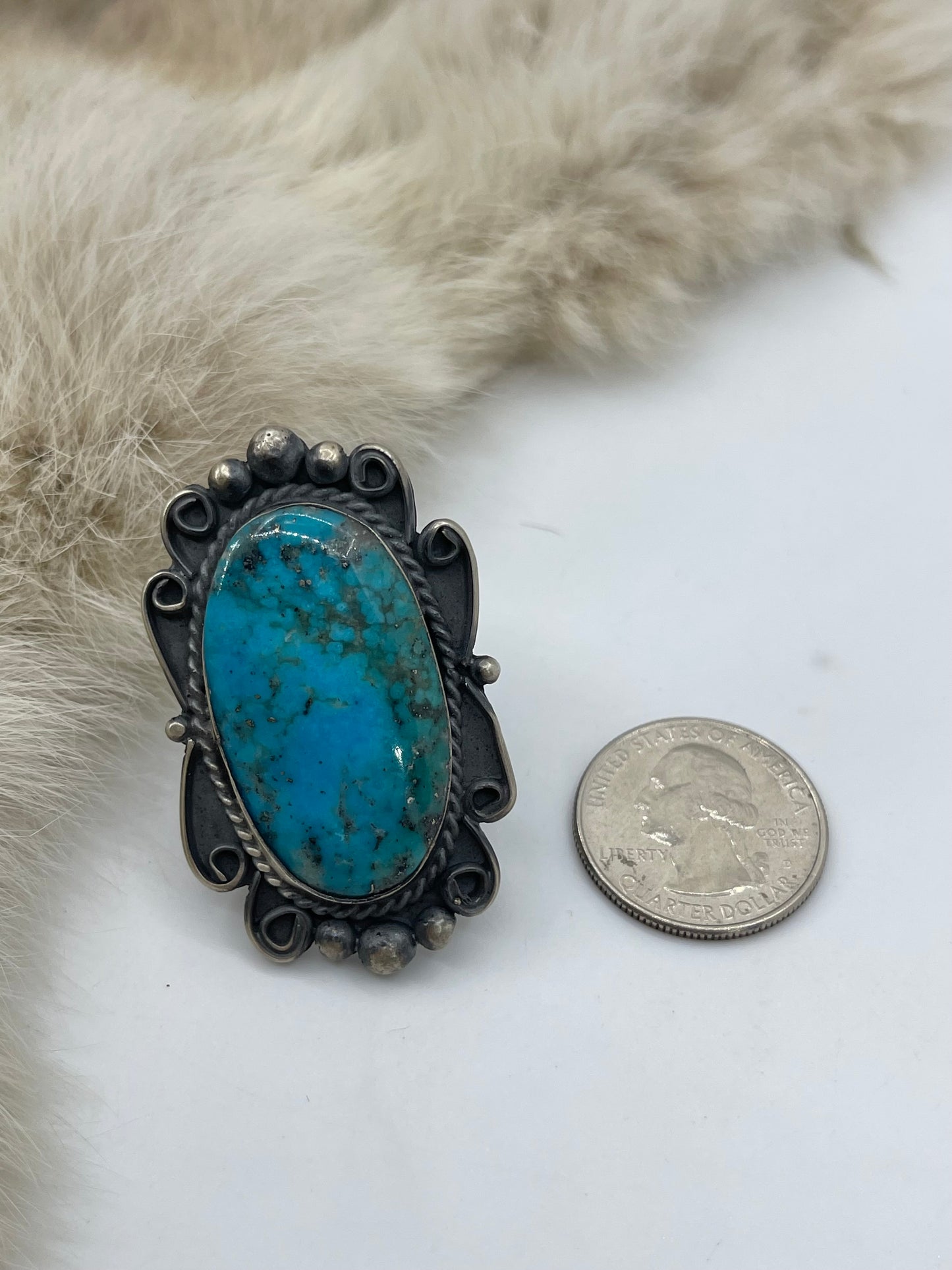 8.0 Persian Turquoise Ring by Boyd Ashley, Navajo