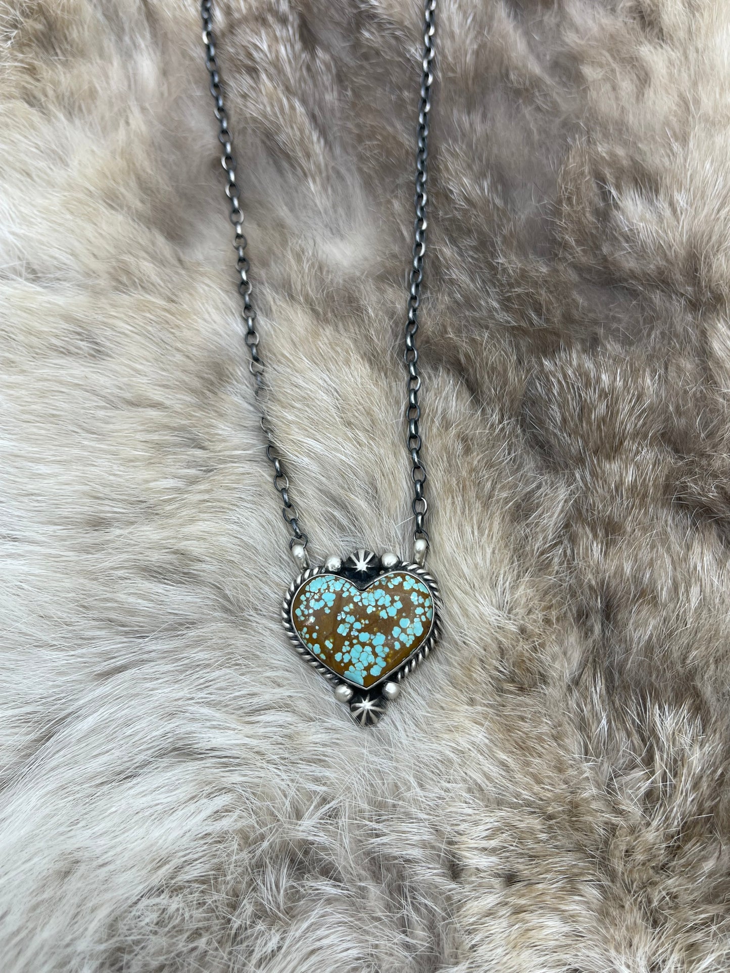 16 #8 Turquoise Heart Necklace by Johnny Dixon, Navajo