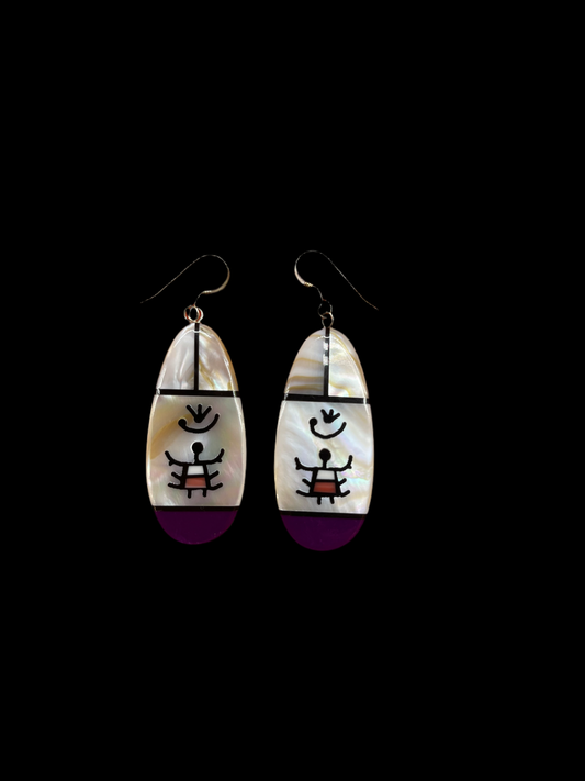 Mother of Pearl and Sugalite Slab Dangles, Santo Domingo Made