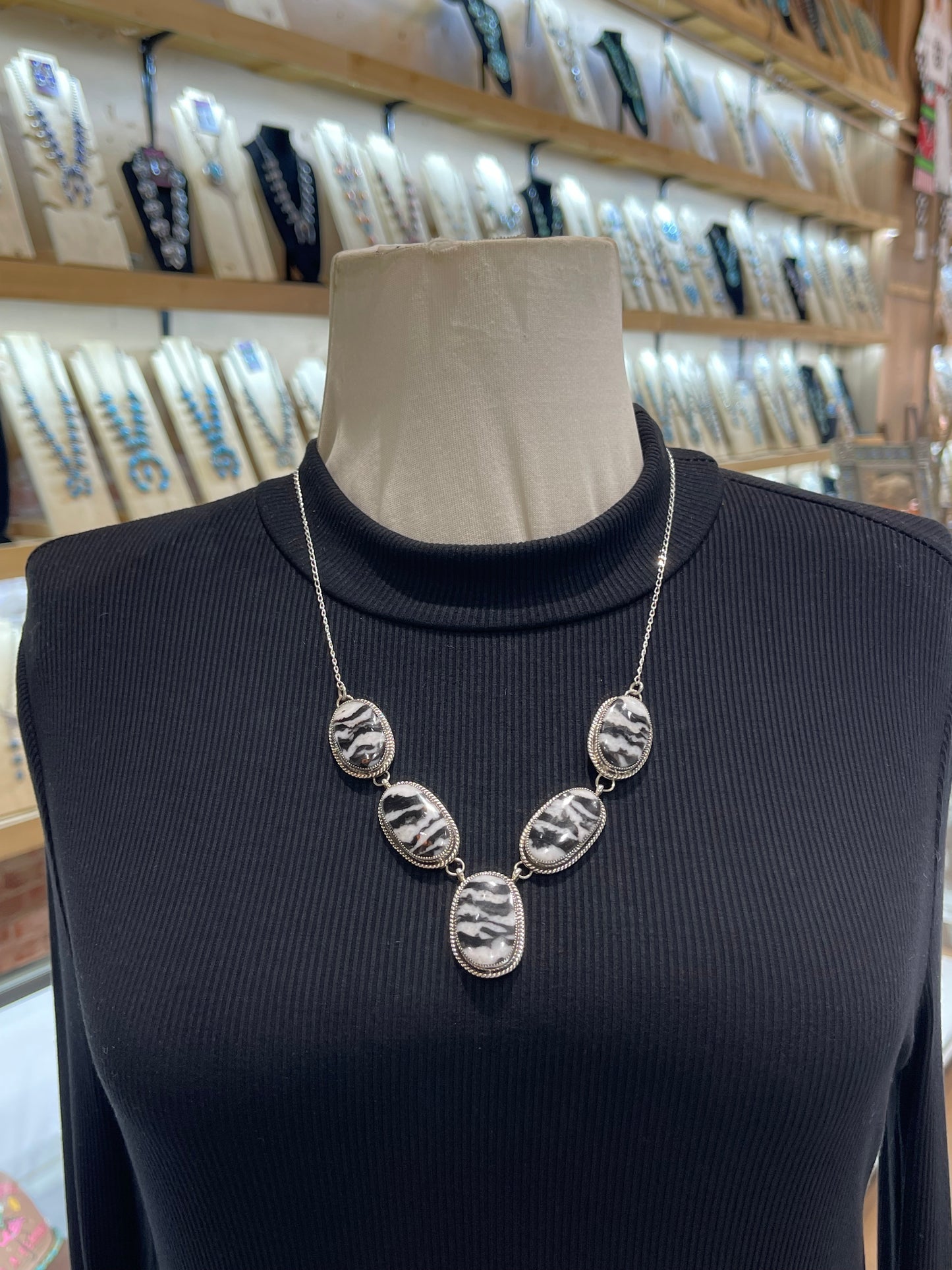 22" Zebra Jasper Necklace and Earring Set by Joe Begay, Navajo