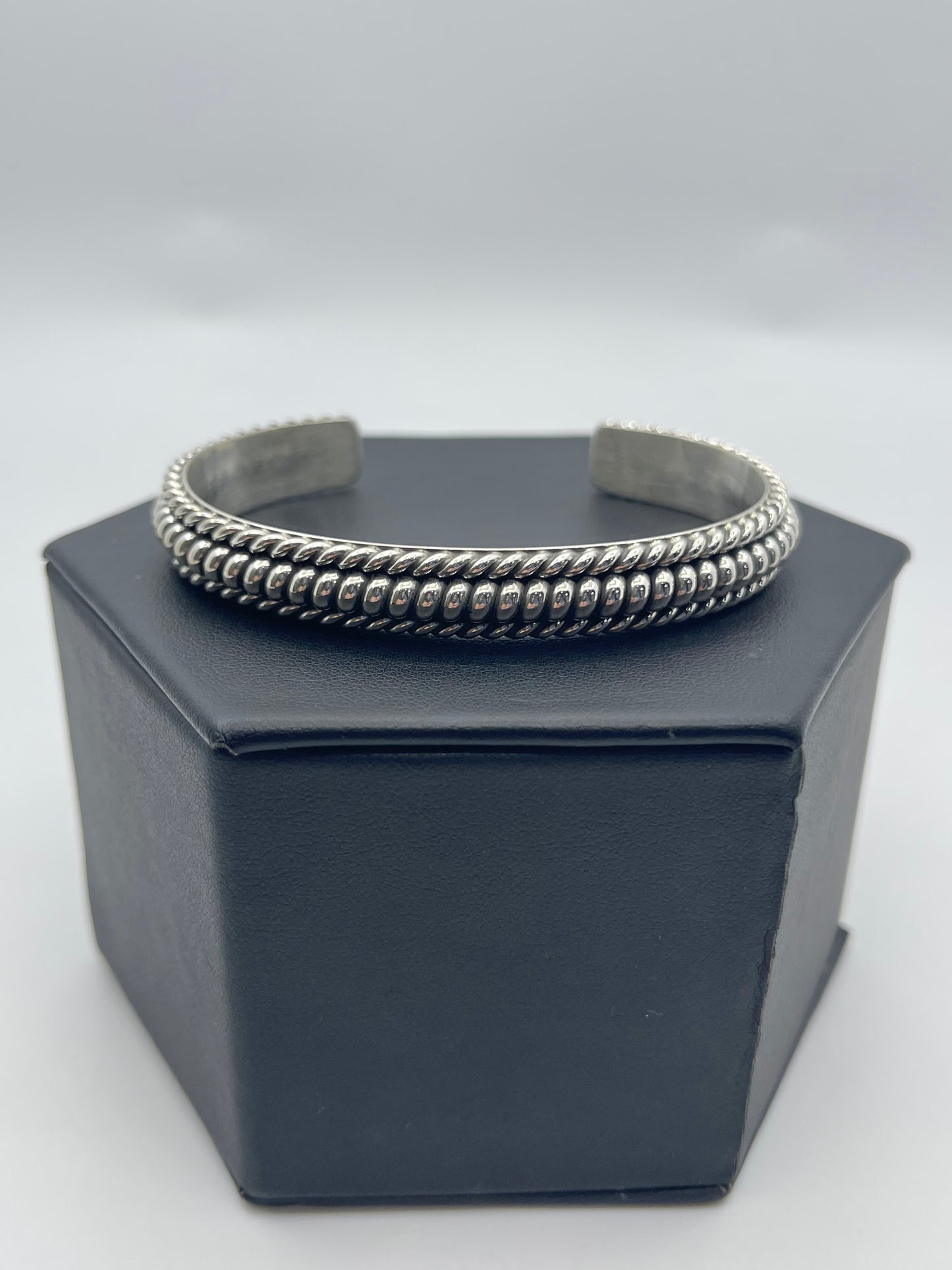 6''-7'' 3 Row Twisted Wire Silver Cuff By Elaine Tahe, Navajo