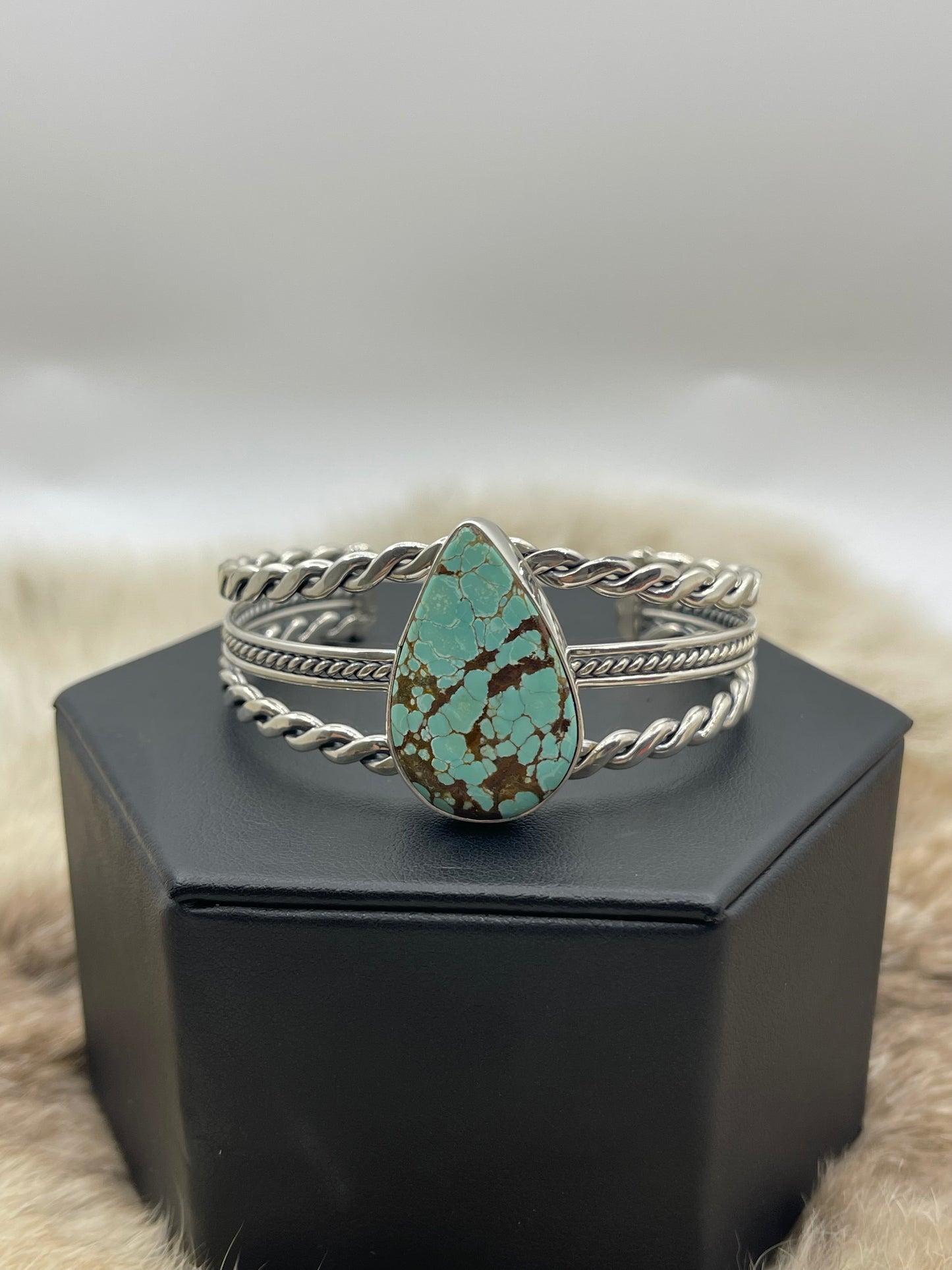 5.25"-7" #8 Turquoise Cuff by Ray Tom, Navajo