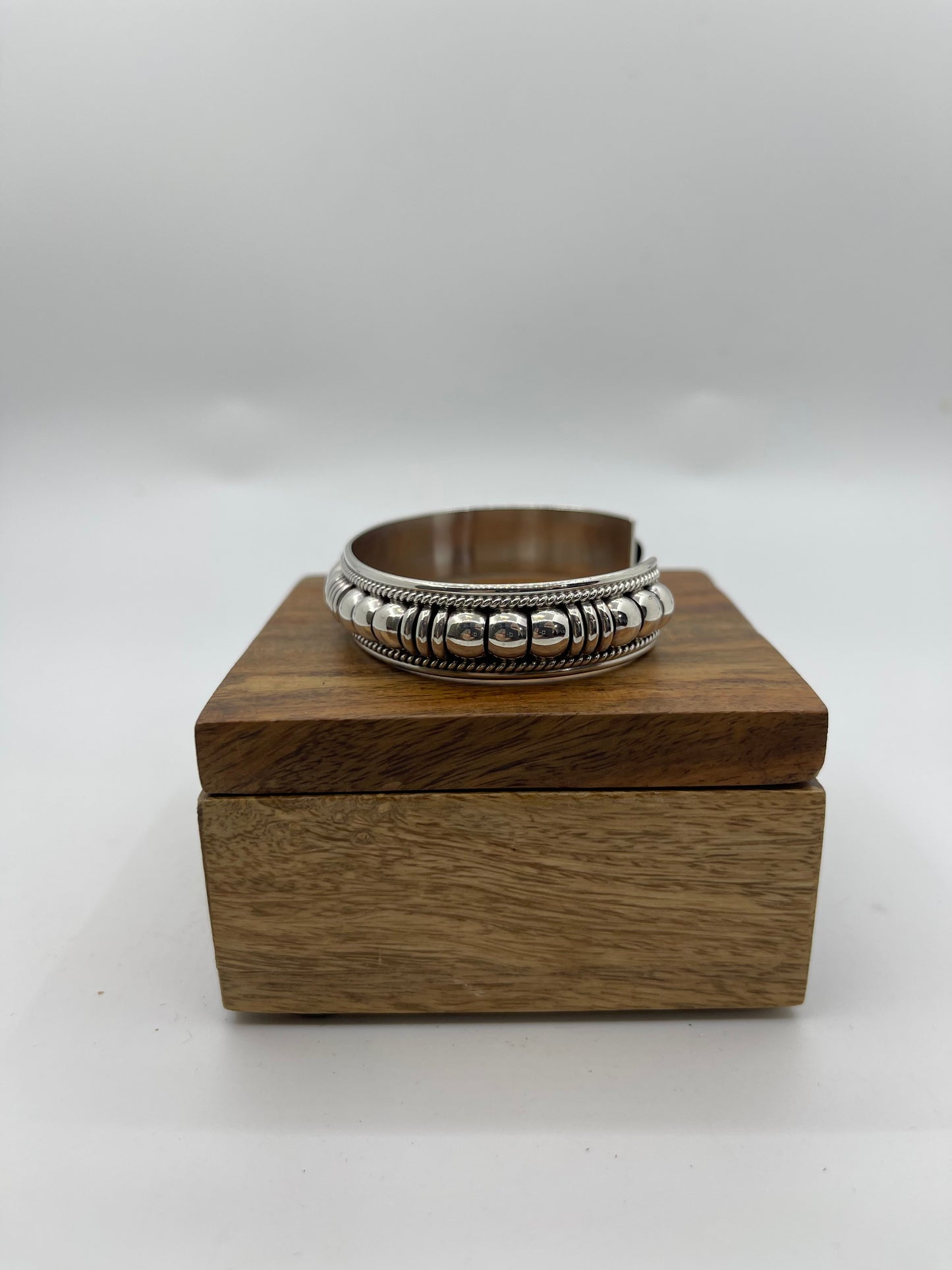 5.75-6.75” “Water Bead” Silver Stacker Cuff by Thomas Charley, Navajo