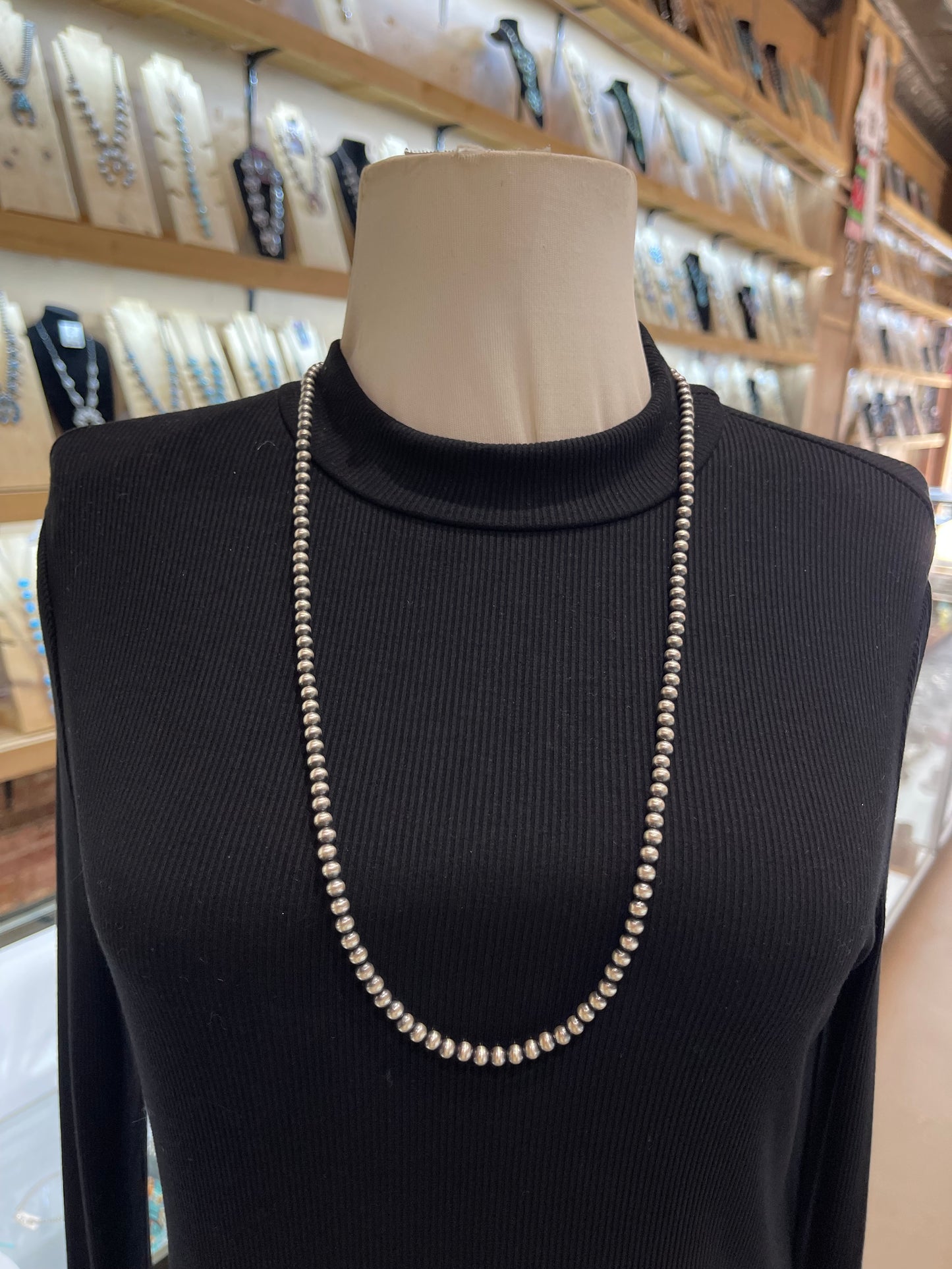 30” 5mmm Handmade Navajo Pearls strung by Louise Joe, Navajo