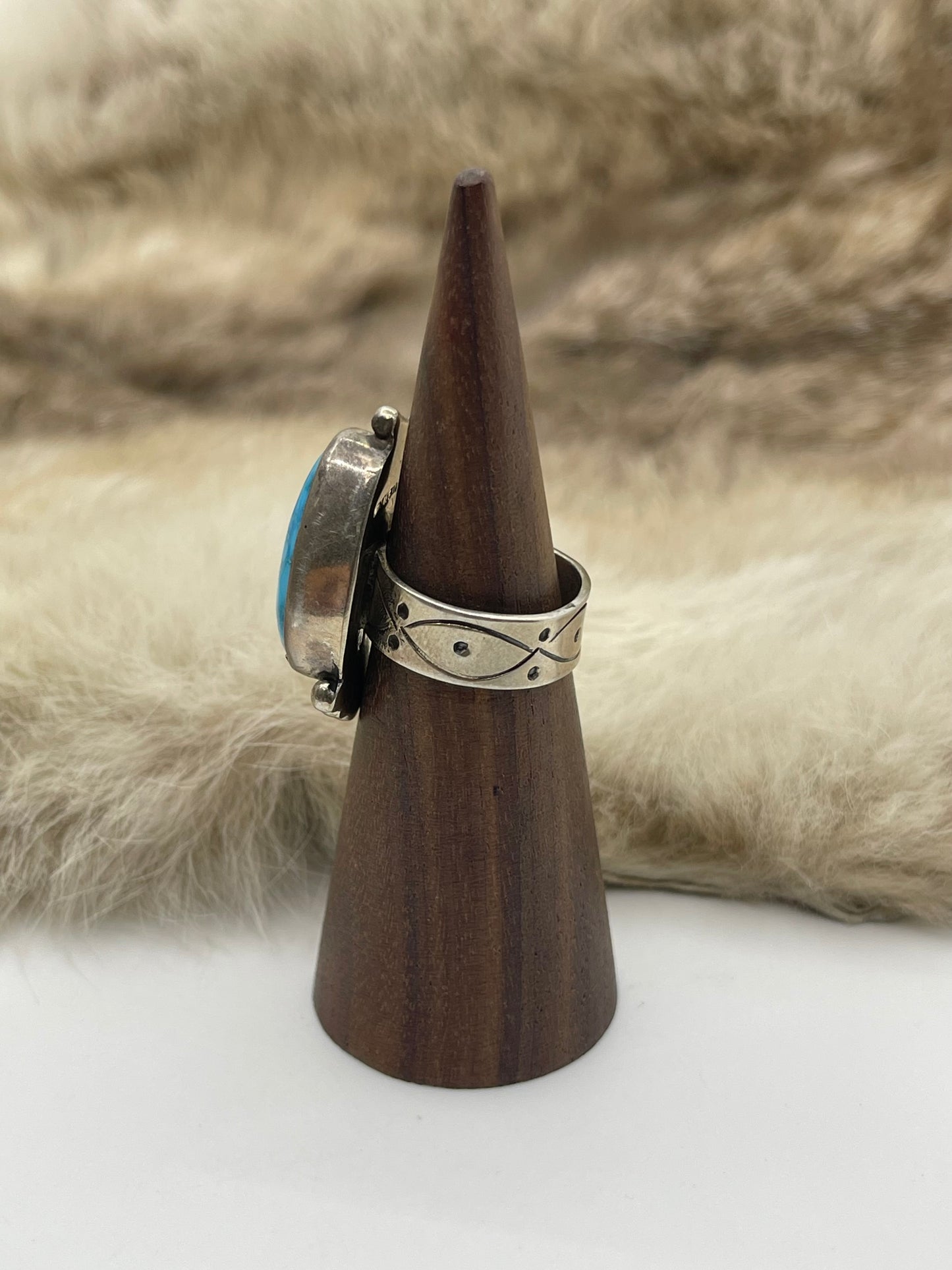 6.5 Kingman Web Turquoise Ring
