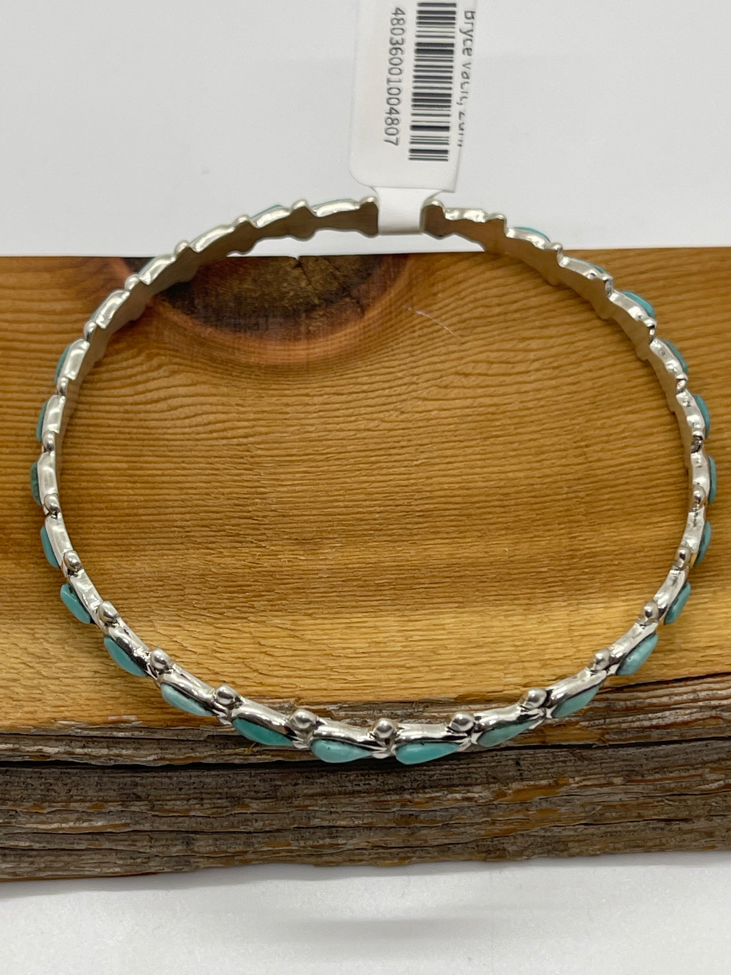 8" Turquoise Teardrop Bangle by Bryce Vacit, Zuni
