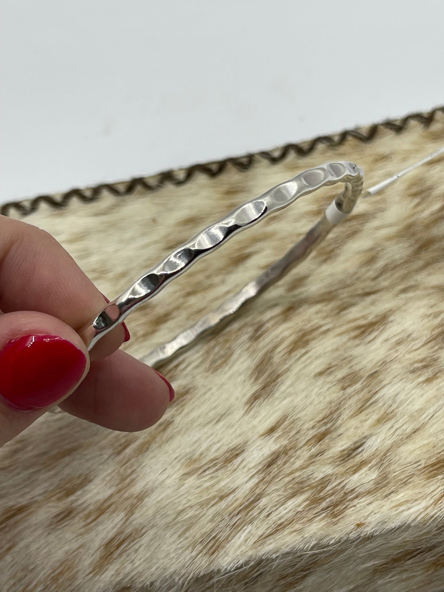 8" Wavy Silver Bangle by Elaine Tahe, Navajo