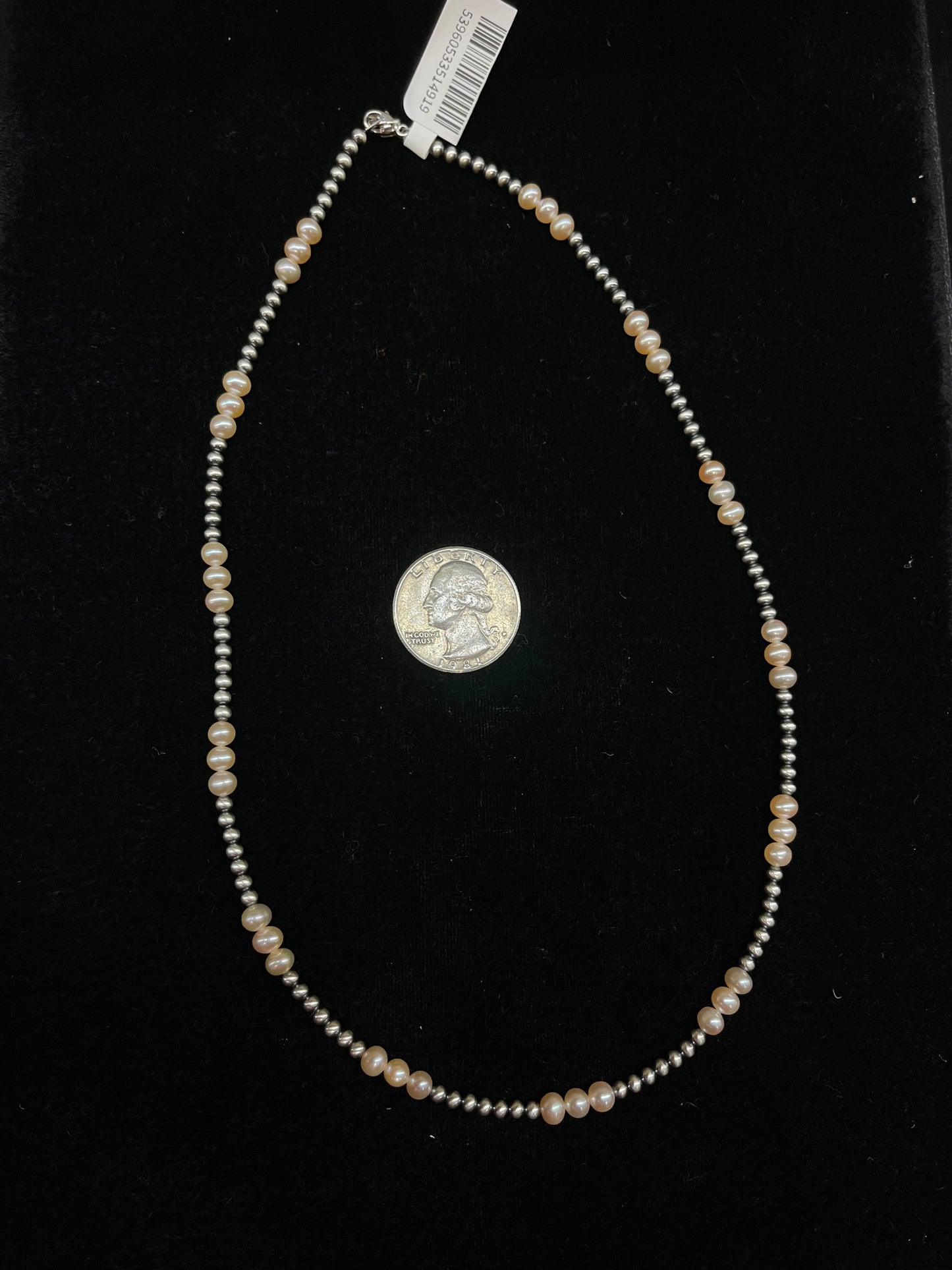 18" 3mm Navajo Pearls with Freshwater Pearls Necklace