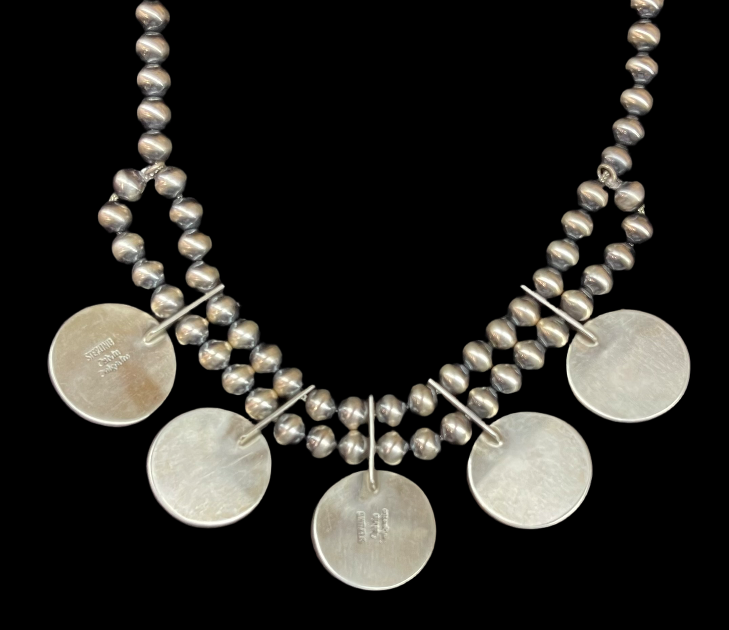 Red Spiny Oyster Shell and 7mm Navajo Pearl Necklace by Calvin Delgarito, Navajo