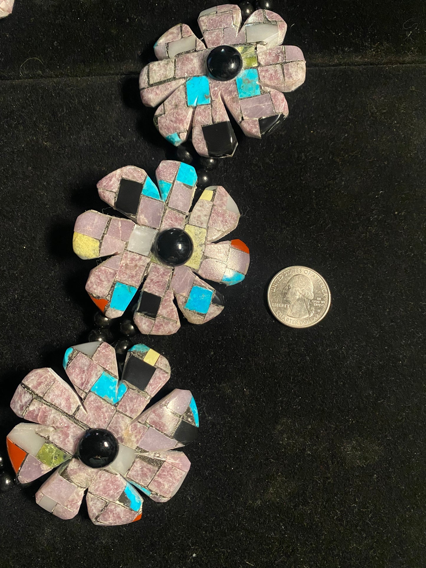 Paper Thin Inlay Lapidary Flower Necklace by Charles Bird