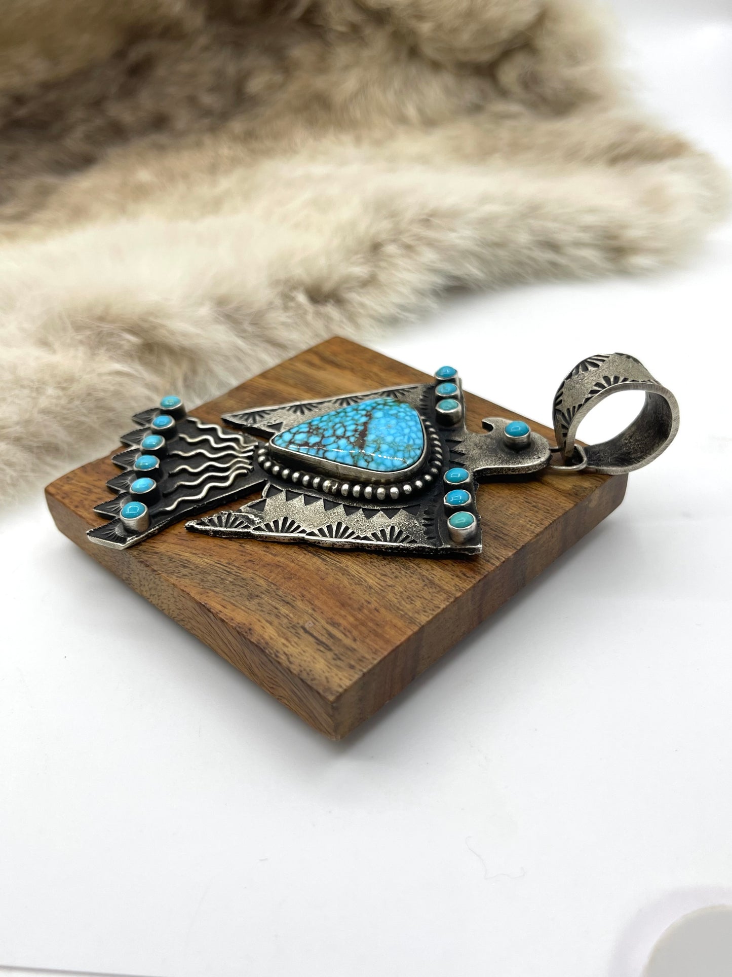 Kingman Web Tufa Cast Thunderbird Pendant w/ 16mm Bail by Shawn Cayatineto, Navajo