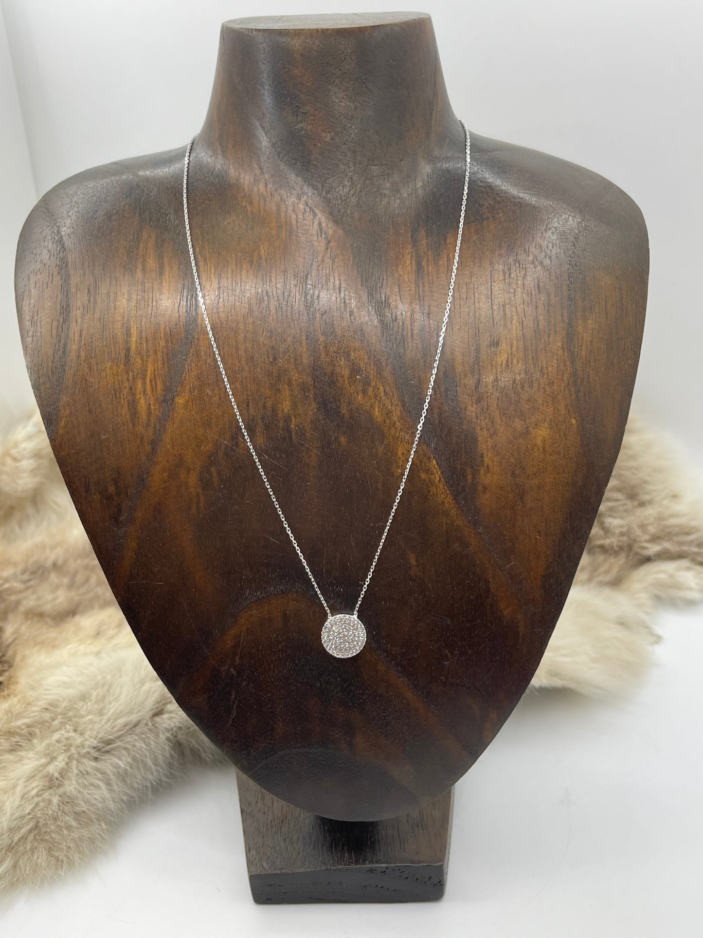 16”+2” Extender Cubic Zirconia & Sterling Necklace