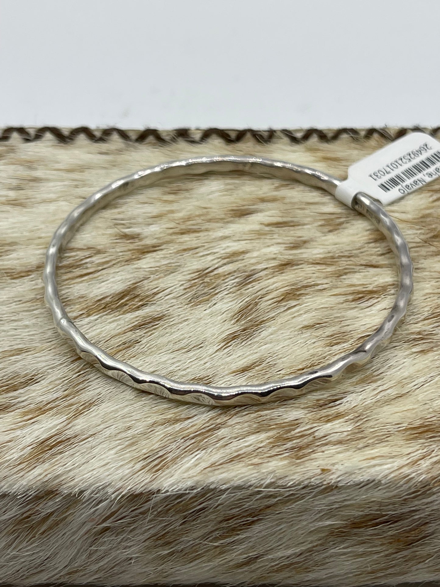 8" Wavy Silver Bangle by Elaine Tahe, Navajo
