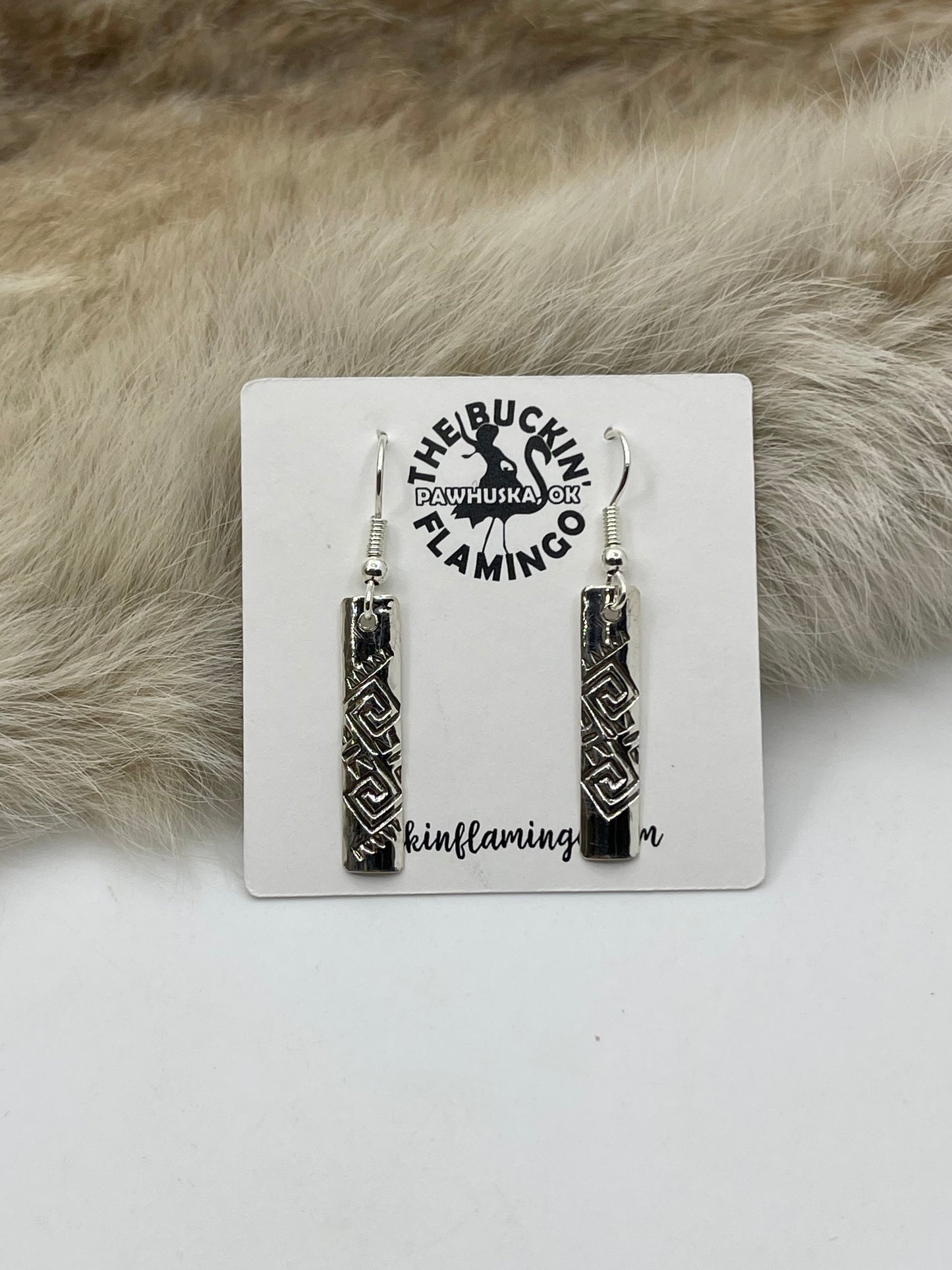 Rectangle Dangle Silver Earrings by Felicia Etsitty, Navajo