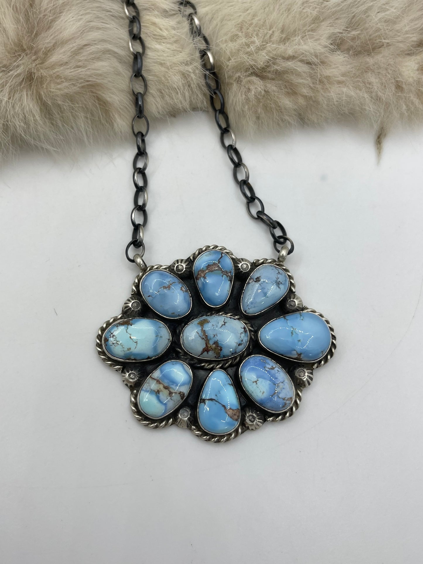 18" Golden Hills Turquoise Cluster Necklace by Augustine Largo, Navajo