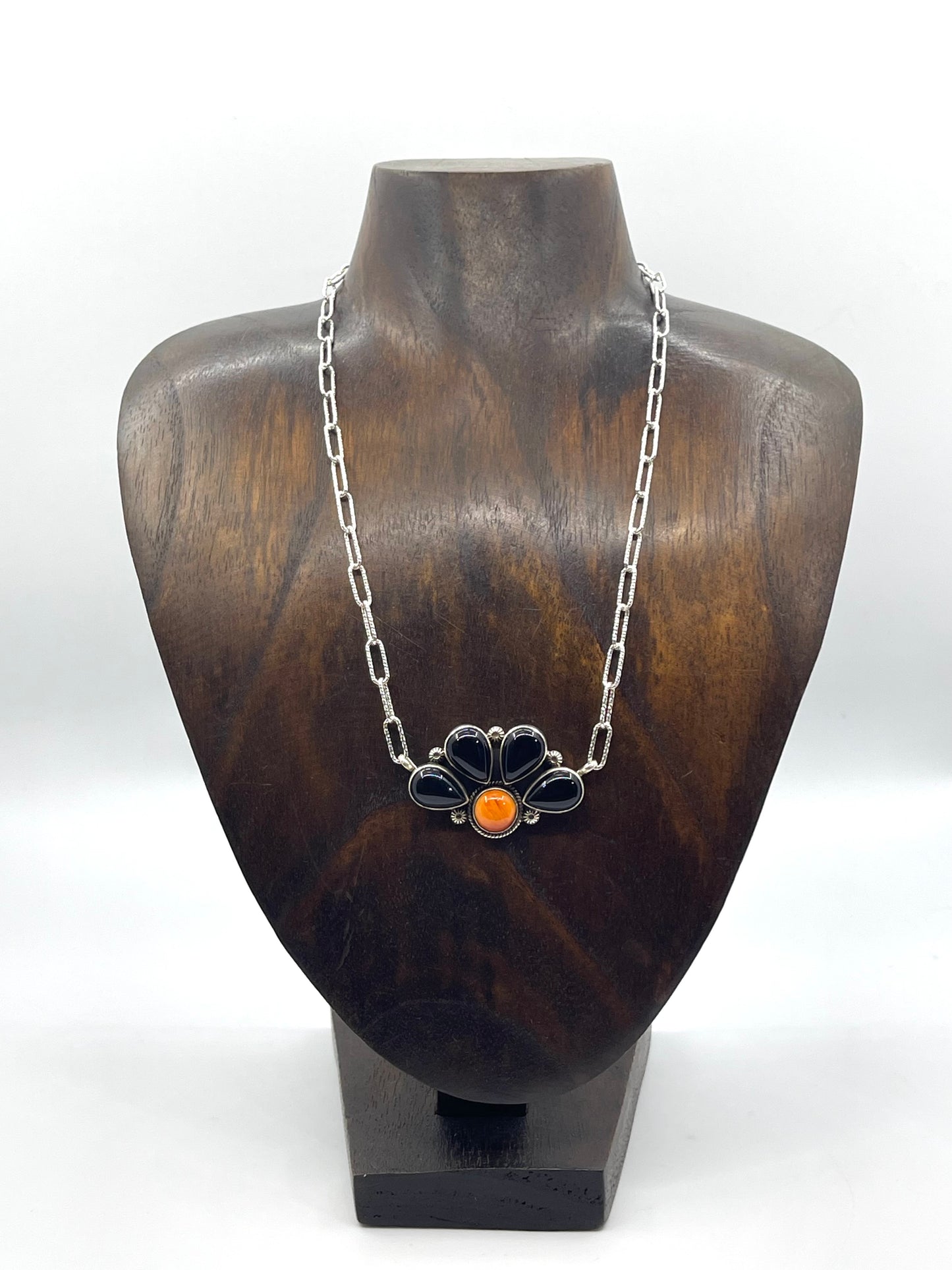 16” Half Cluster Black Onyx & Orange Spiny