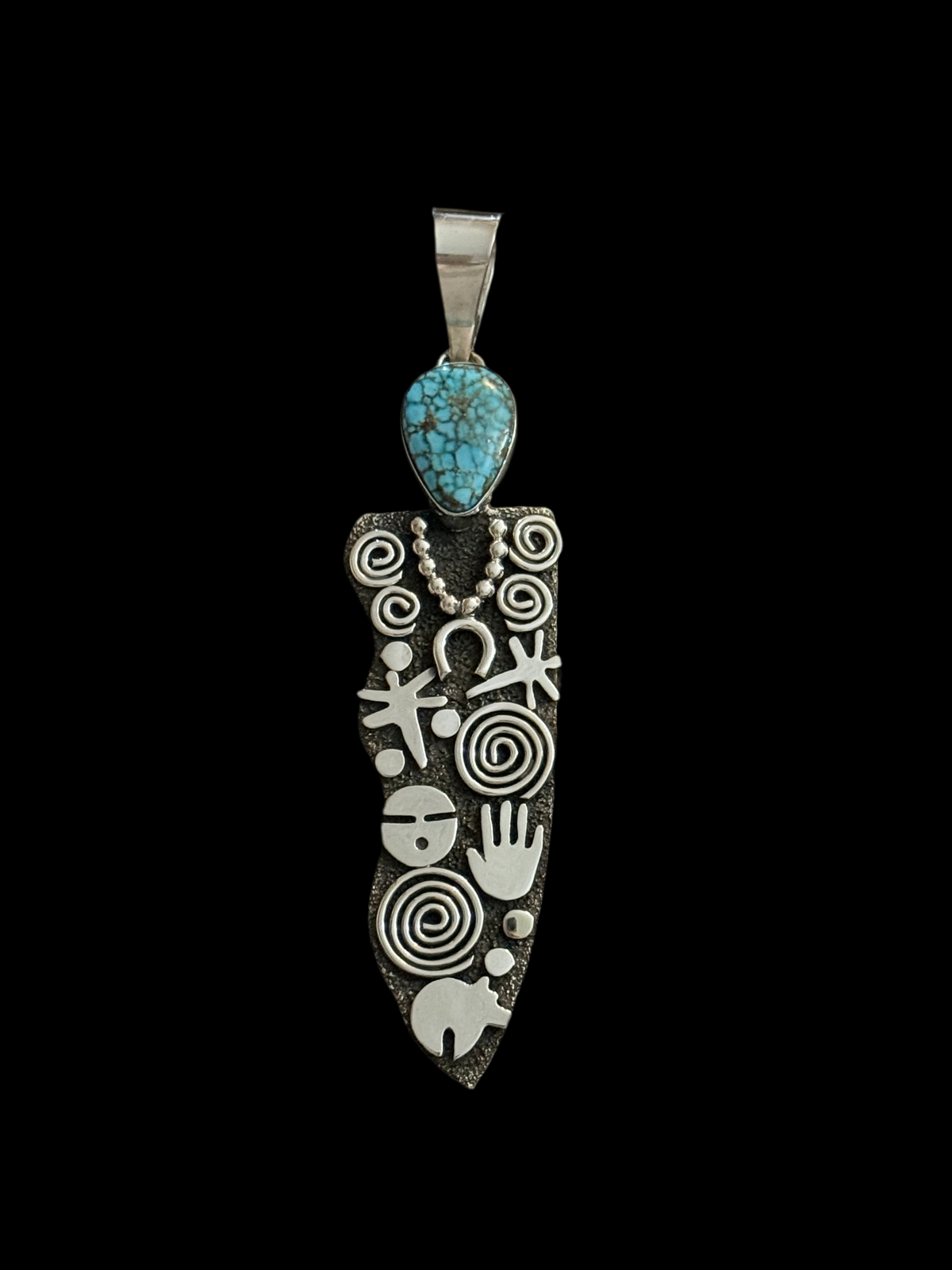 Petroglyph Pendant with Kingman Web Turquoise by Alex Sanchez