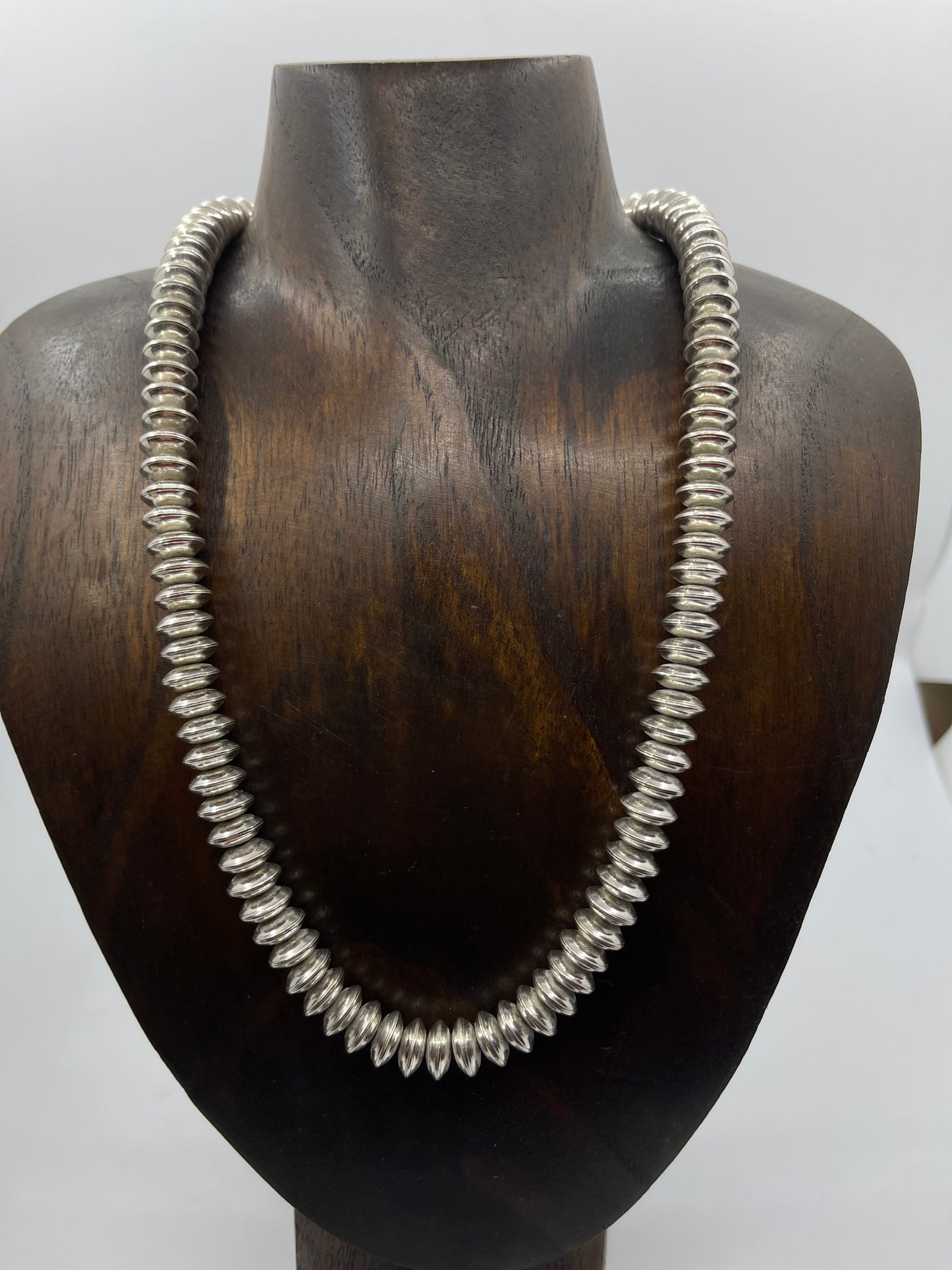 20" 10mm Navajo Handmade Saucer Pearls High Shine Necklace