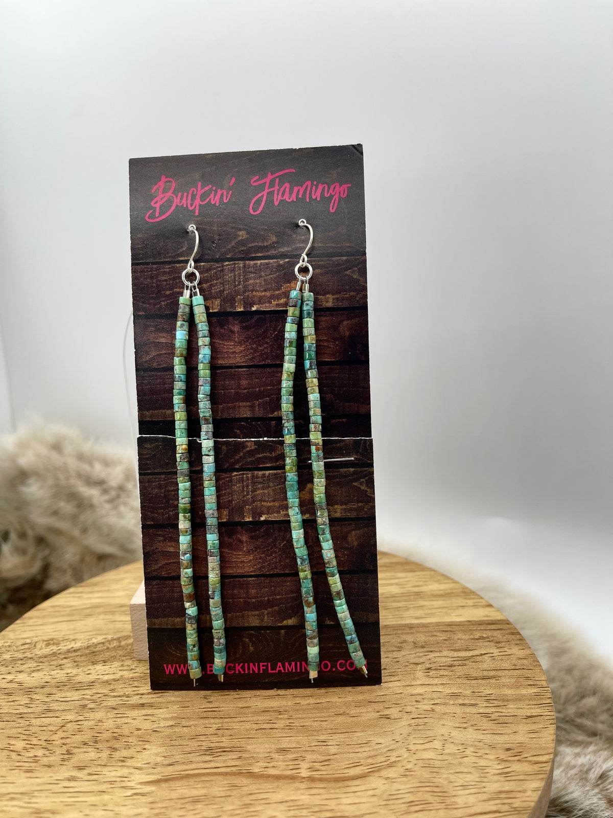 Royston Turquoise Heishi Bead Tassel Earrings