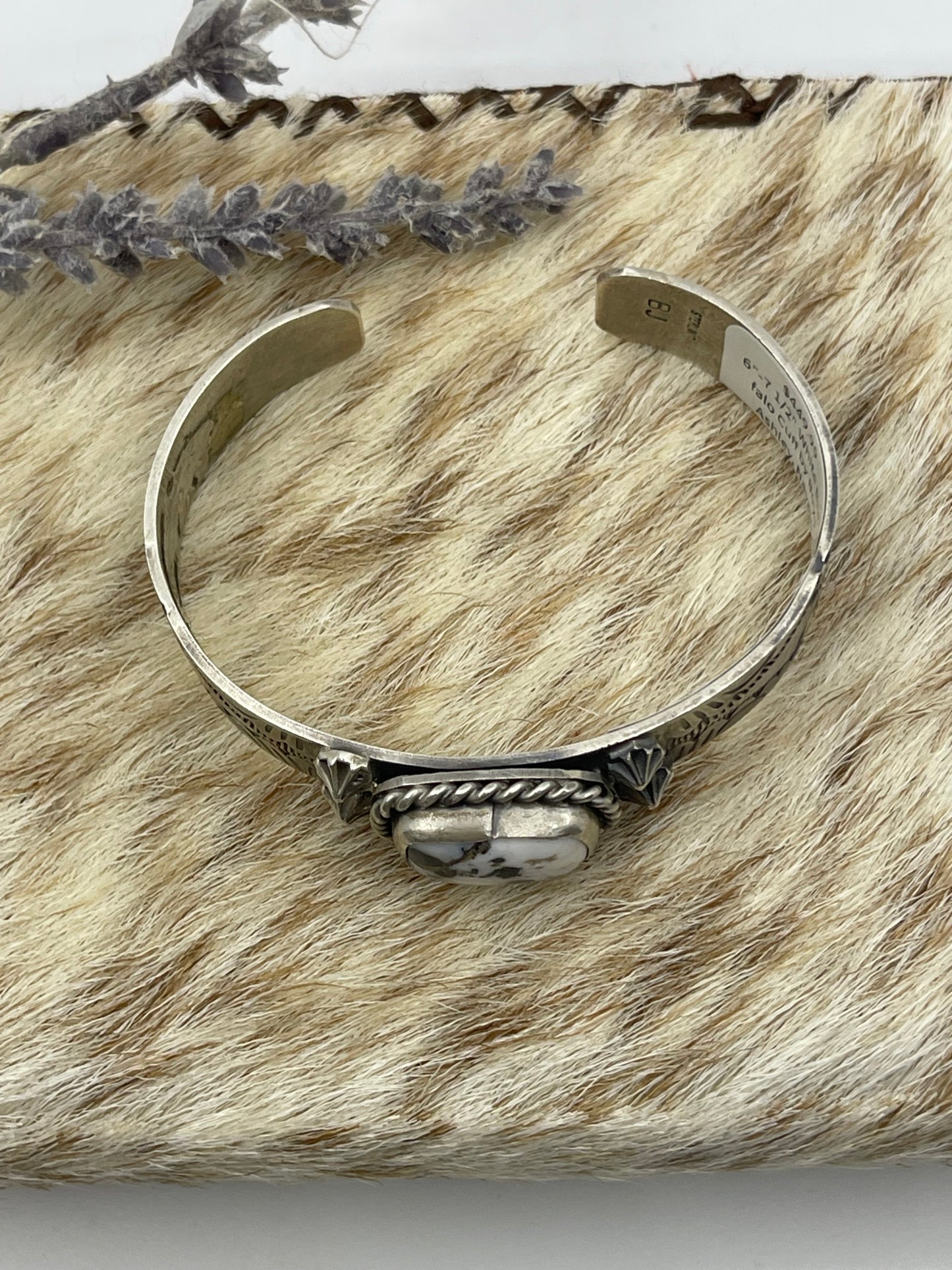 6"-7 1/2" White Buffalo Cuff by Boyd Ashley, Navajo