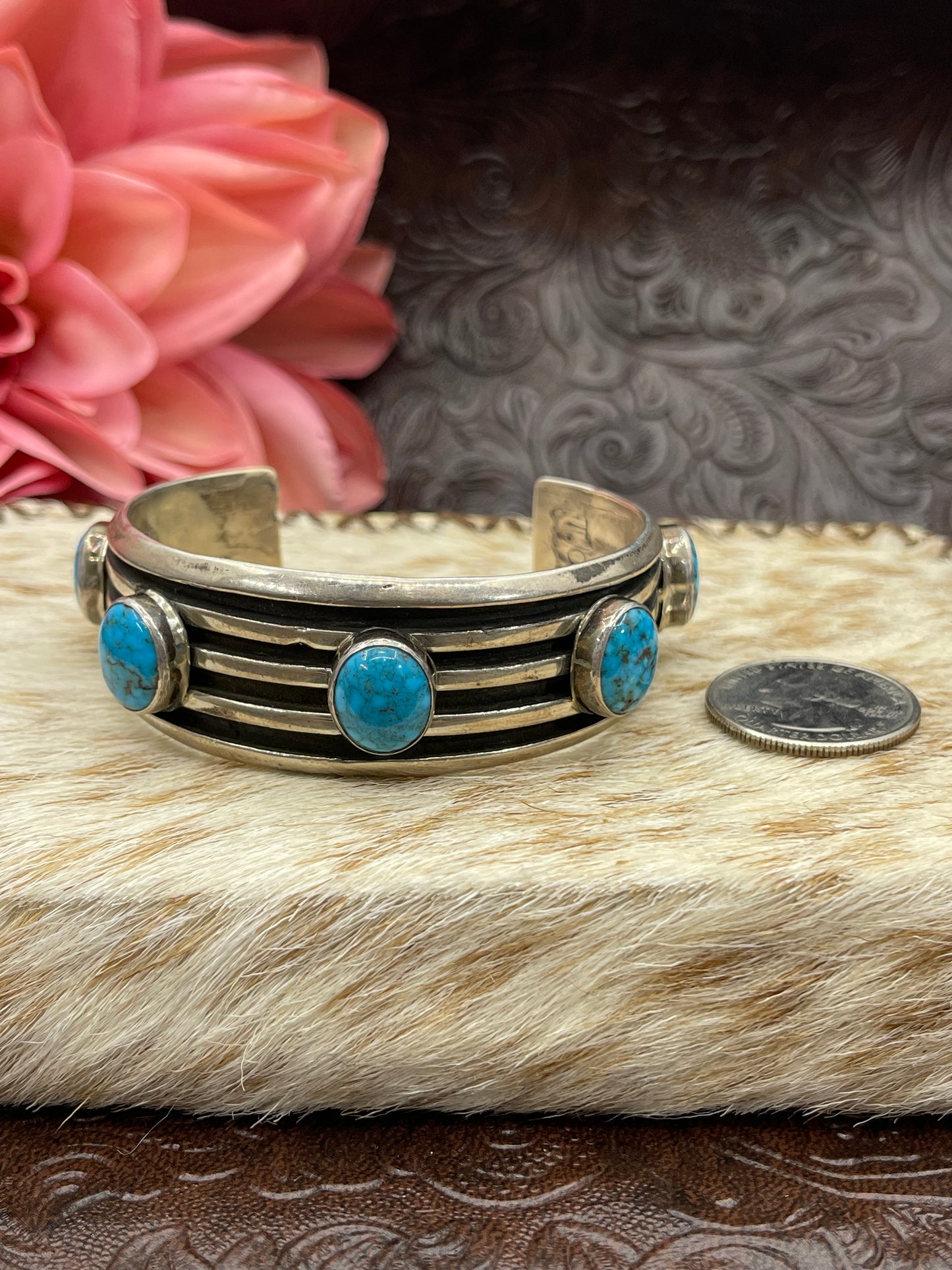 6.75" Kingman Web Turquoise Cuff