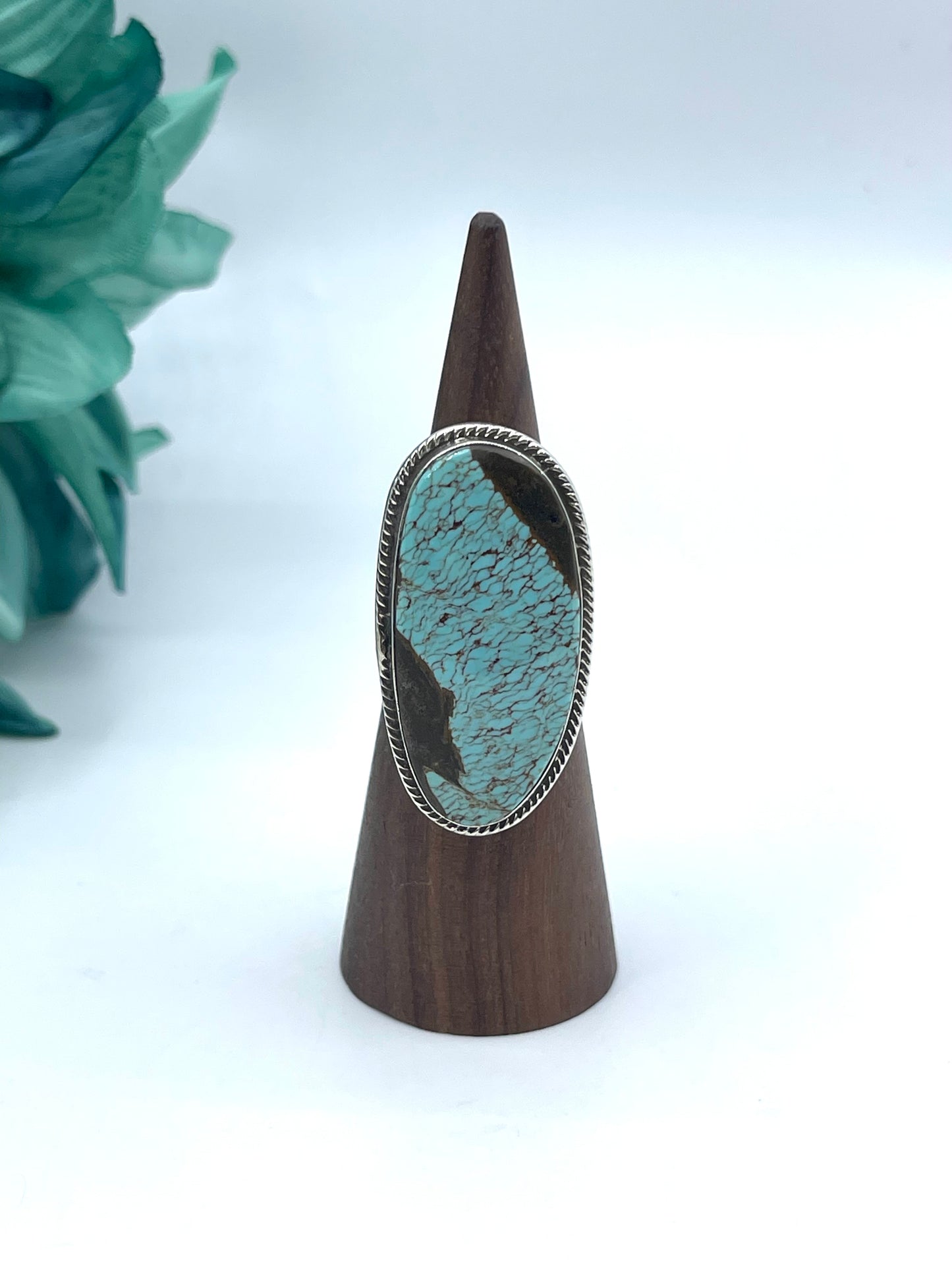 8.0 #8 Turquoise Ring by Marie Jackson, Navajo