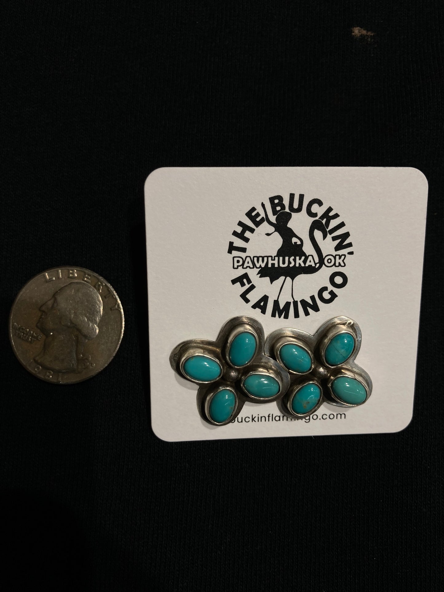 4 Stone Kingman Turquoise Post Earrings by Geraldine James, Navajo