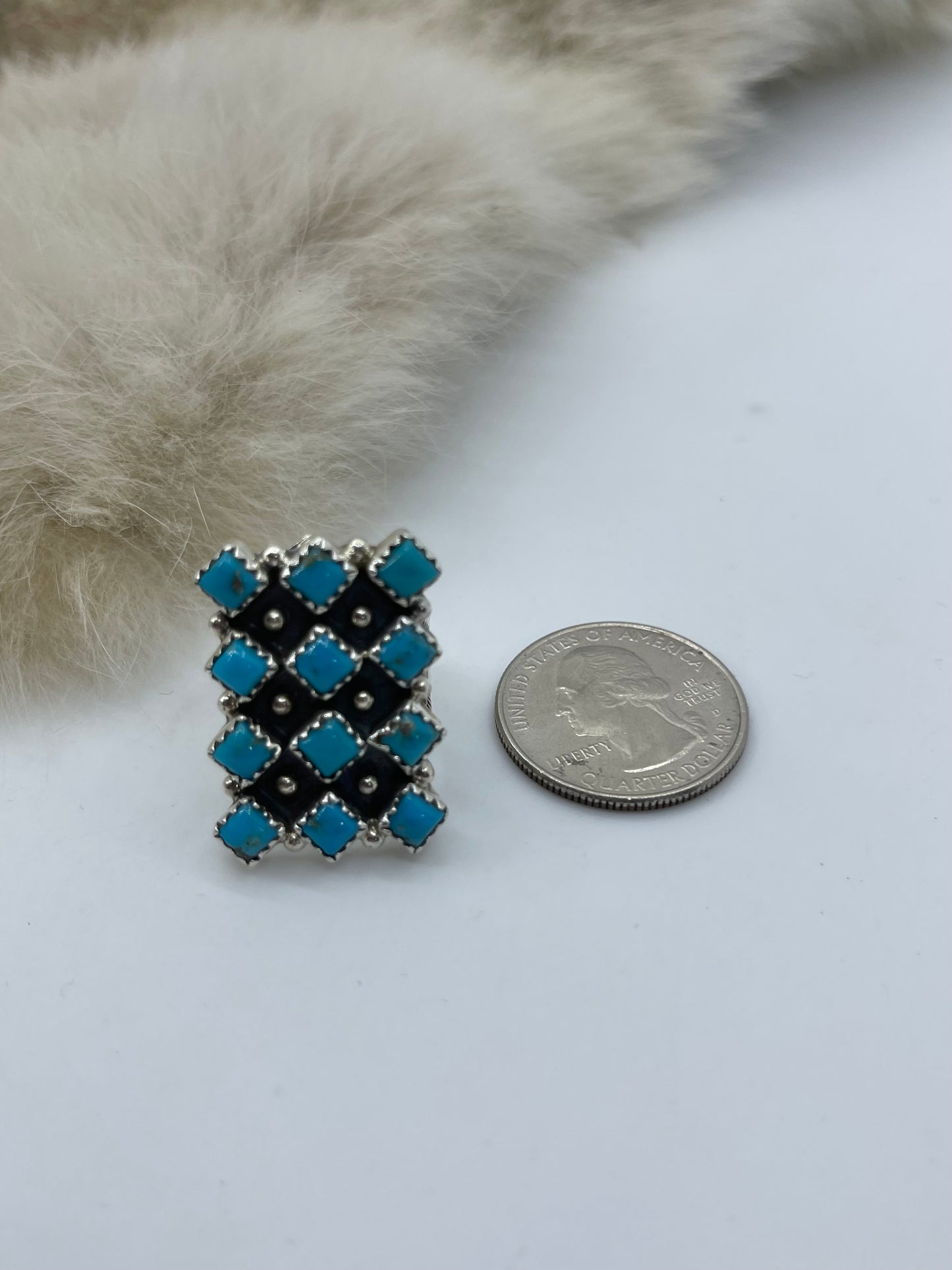 5.0 Turquoise 12 Stone Ring by Verley Betone, Navajo