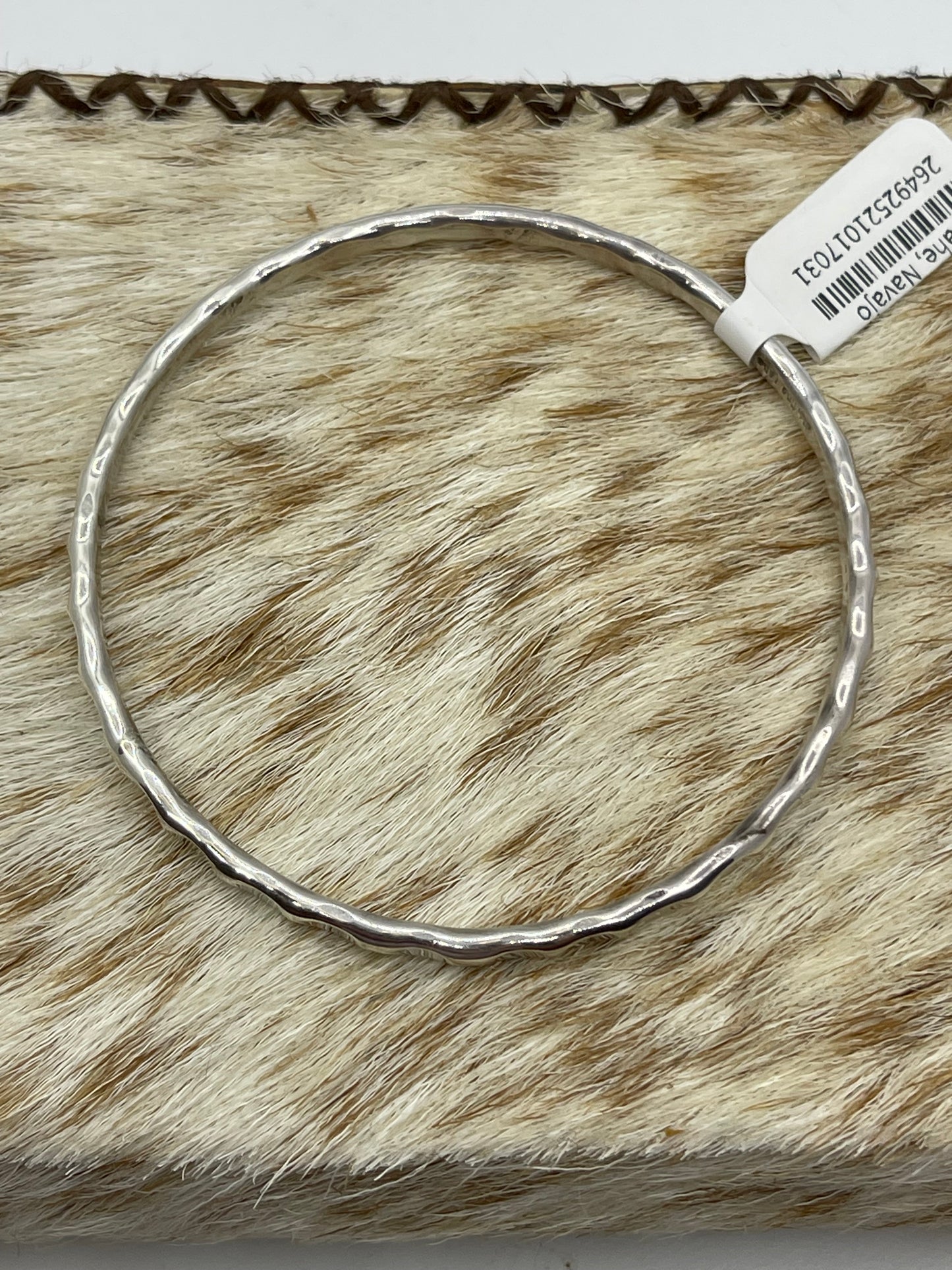 8" Wavy Silver Bangle by Elaine Tahe, Navajo