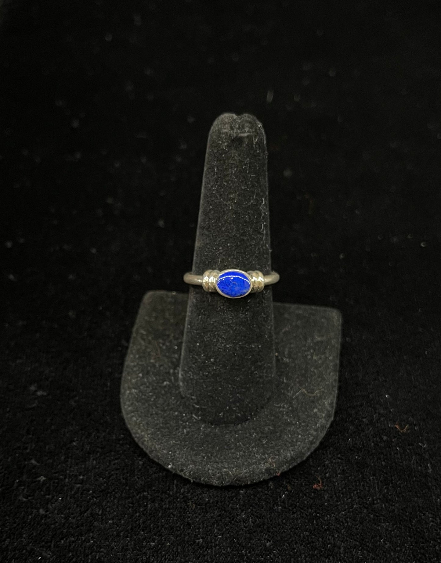 8.0 Dainty Lapis and Sterling Silver Ring