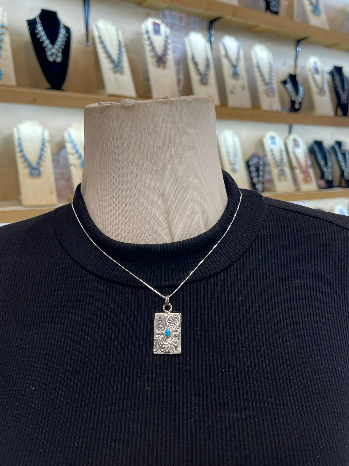 18" Ace of Spades Playing Card Necklace by Mike Smith, Navajo