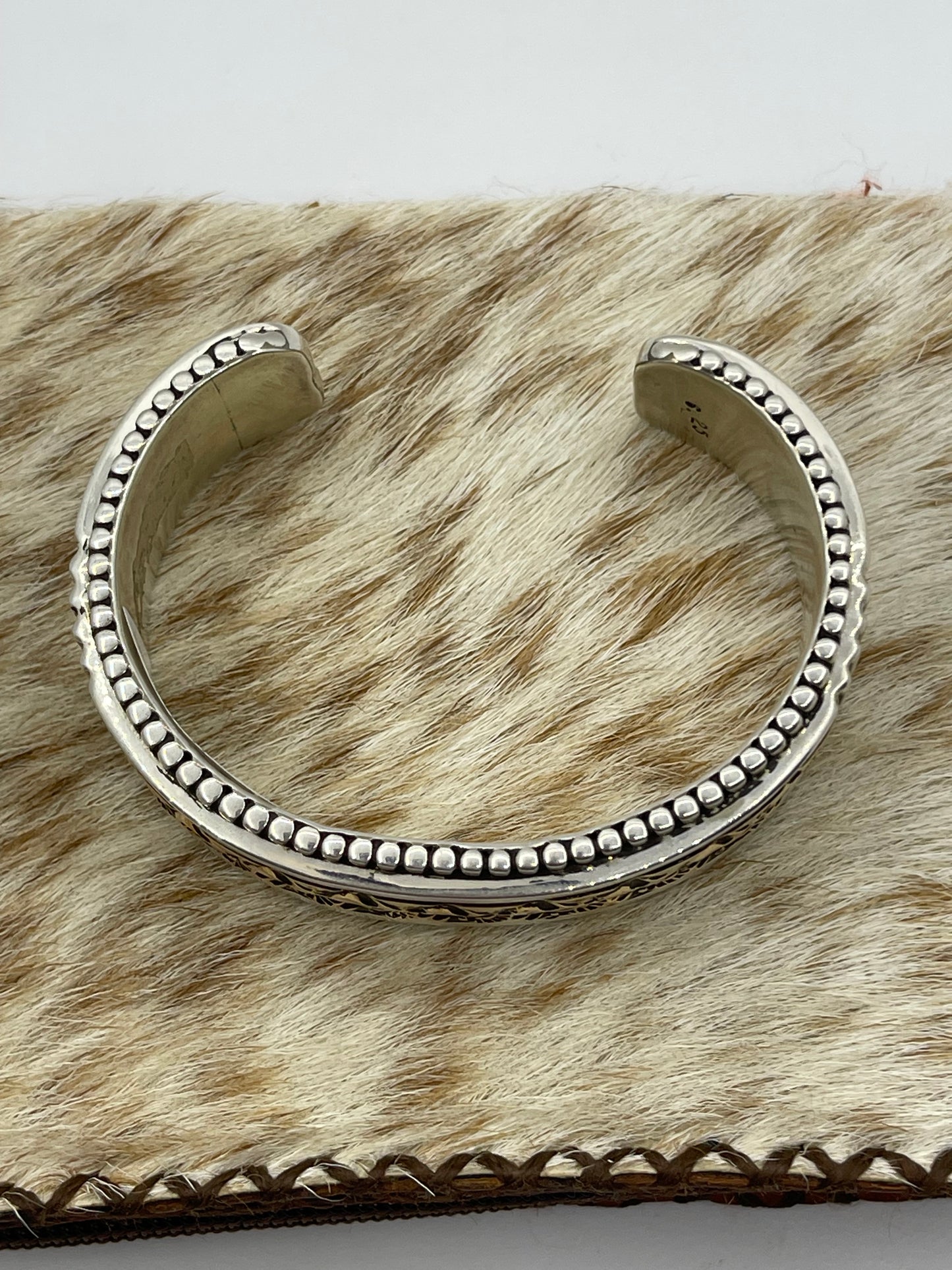 7 1/4" Heavy Sterling Silver and 14k Gold Cuff by Johnathan Nez, Navajo