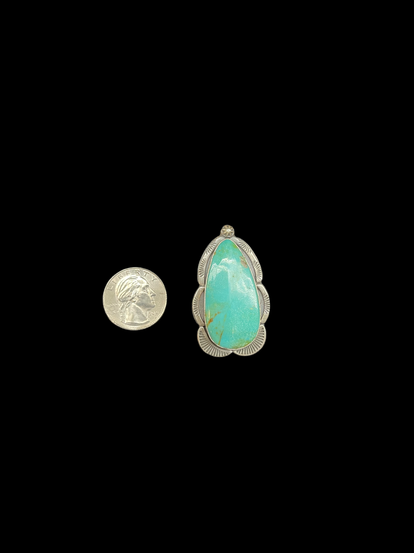 8.0 Kingman Turquoise Ring by Gilbert Platero, Navajo