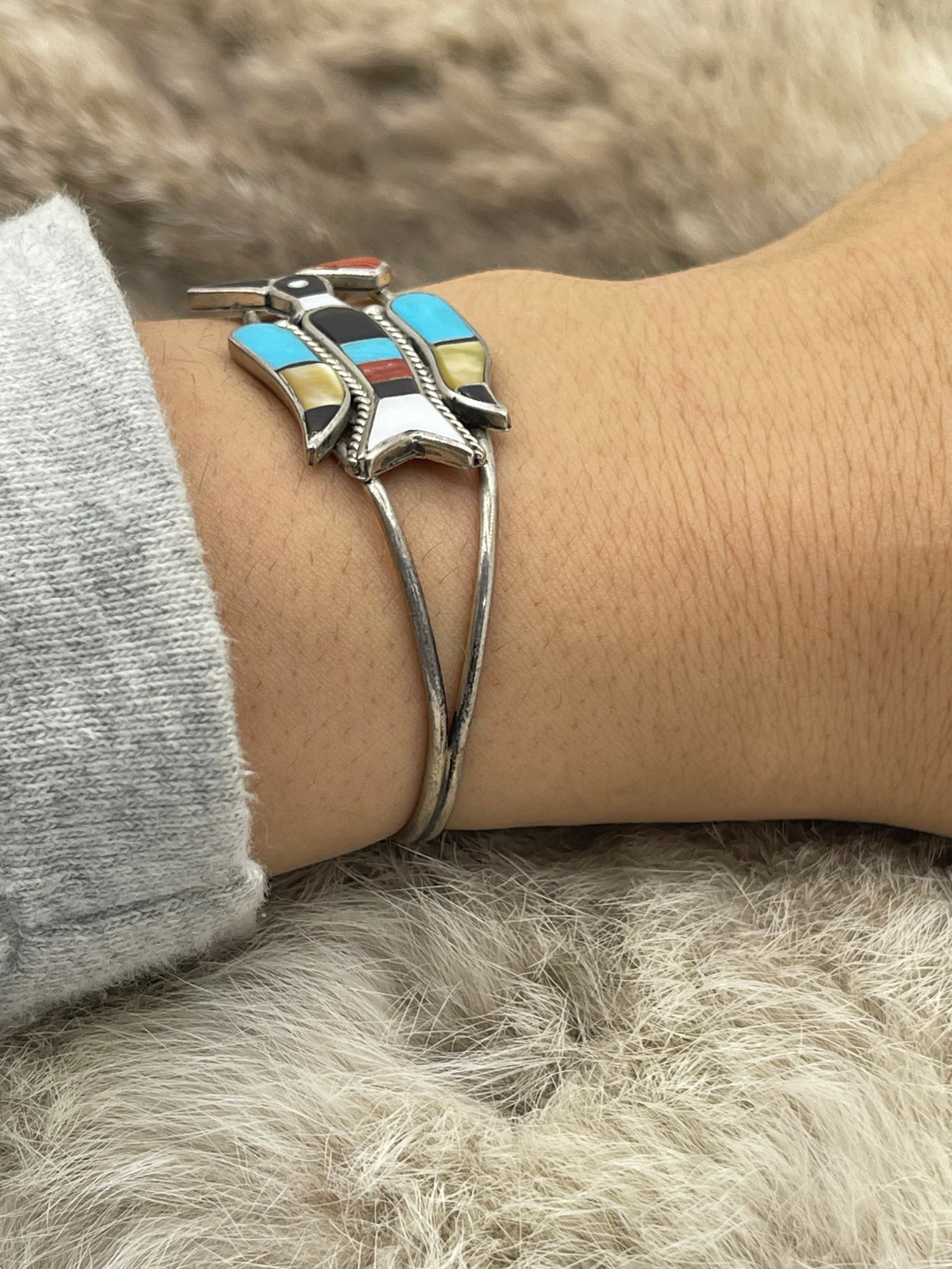 6”-6.5” Inlay Cuff Bracelet by Lynnette Laiwakete, Zuni