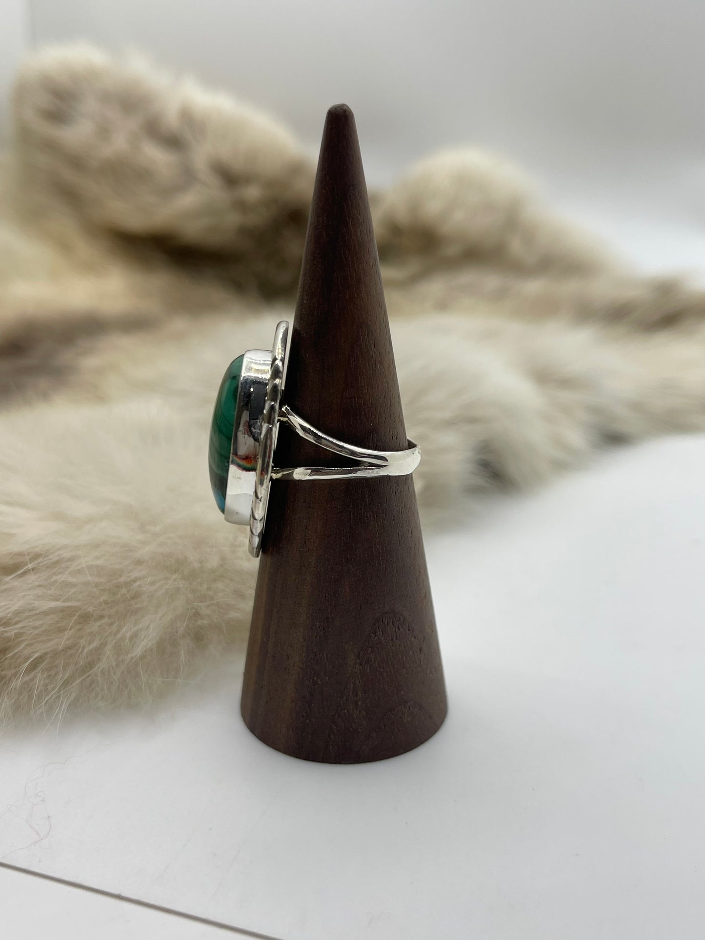 8.0 Malachite Chrysocolla Oval Ring