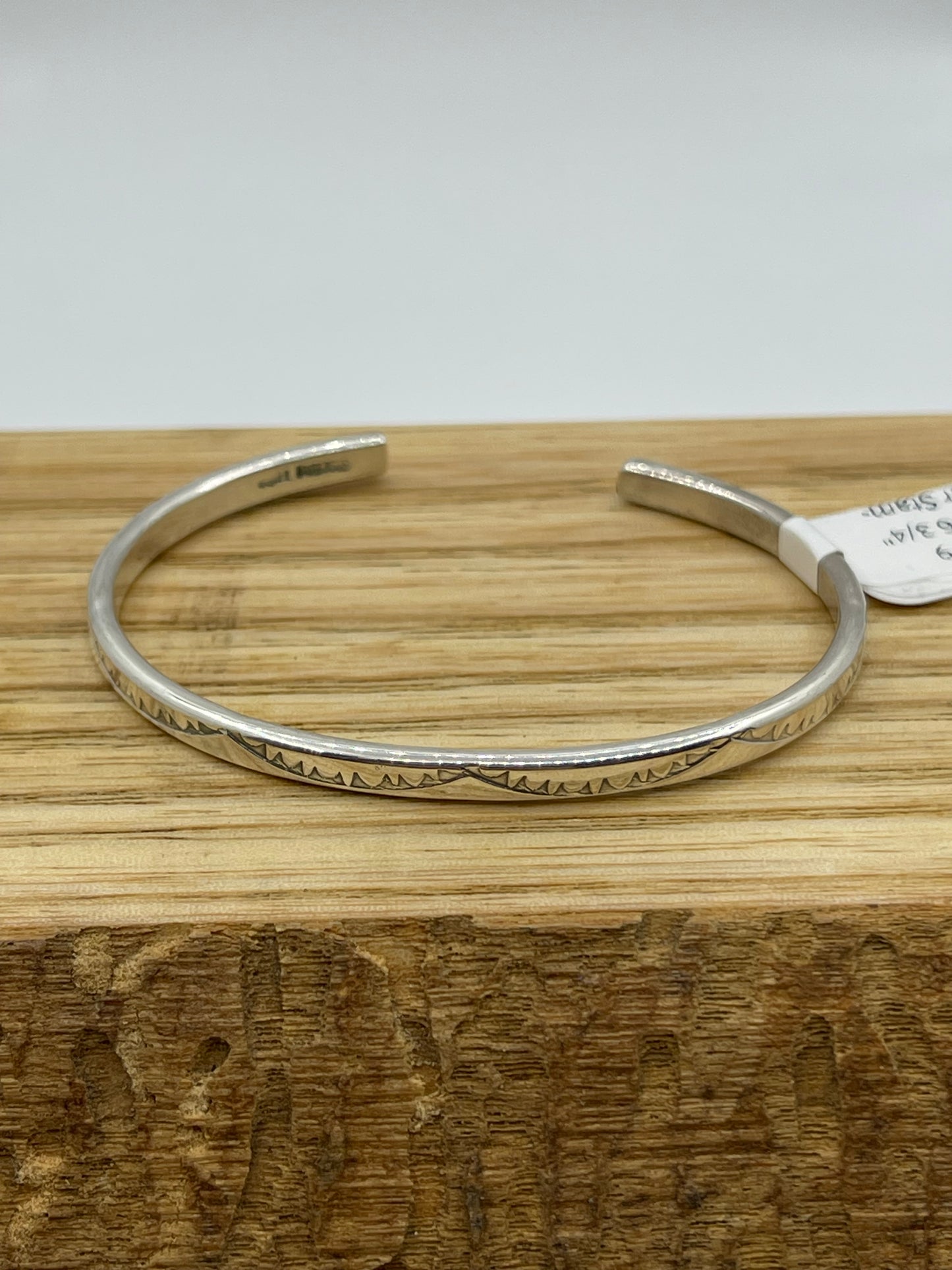 5 1/2"-6 3/4" Silver Stamped Stacker Cuff by Elaine Tahe, Navajo