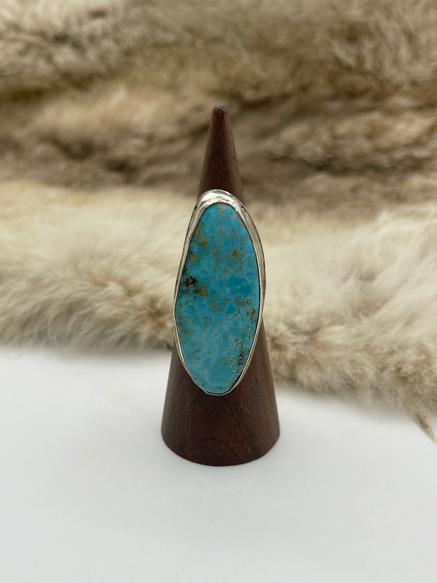 7.5 #8 Turquoise Ring by Carrie Cannon, Kiowa