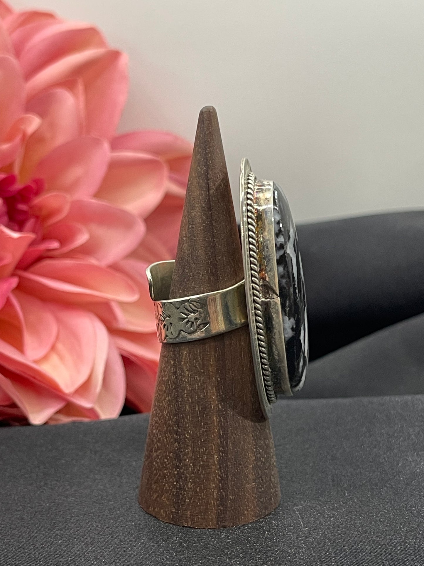 Adjustable Zebra Jasper Ring