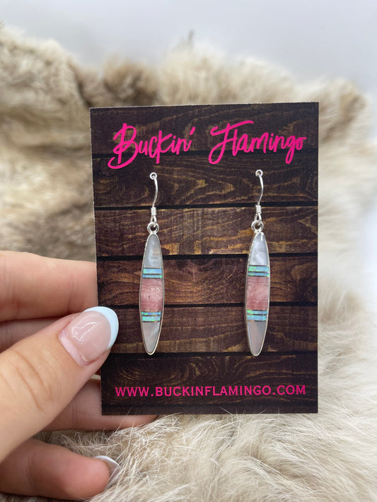 Multi Stone Inlay Dangle Earrings by James Manygoats, Navajo