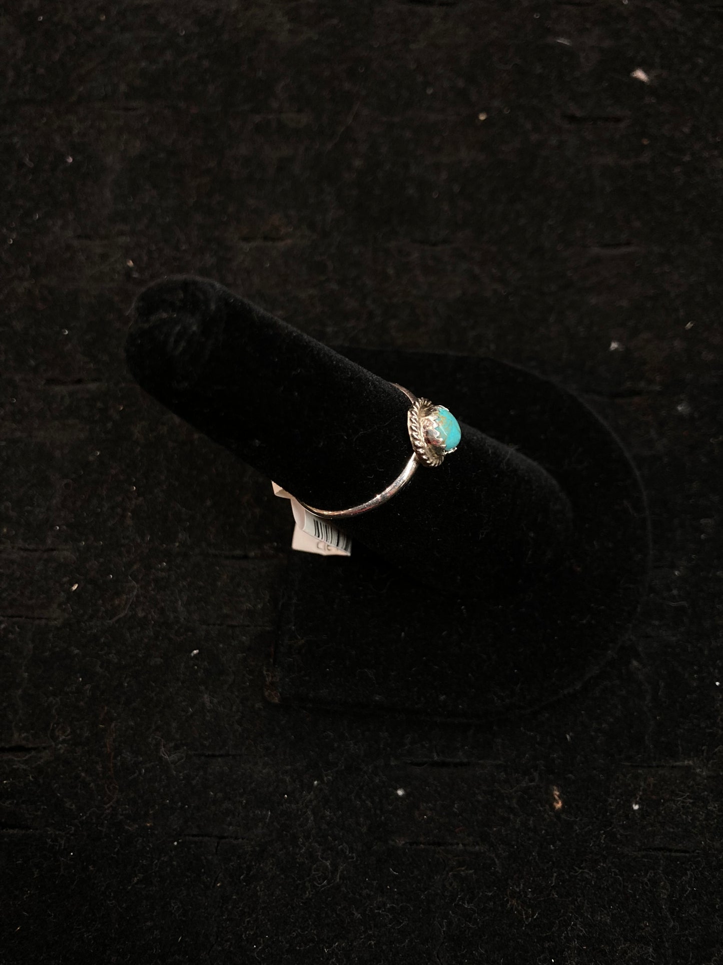 Turquoise Circle Rings with Thin Ring Band by Esther White, Navajo