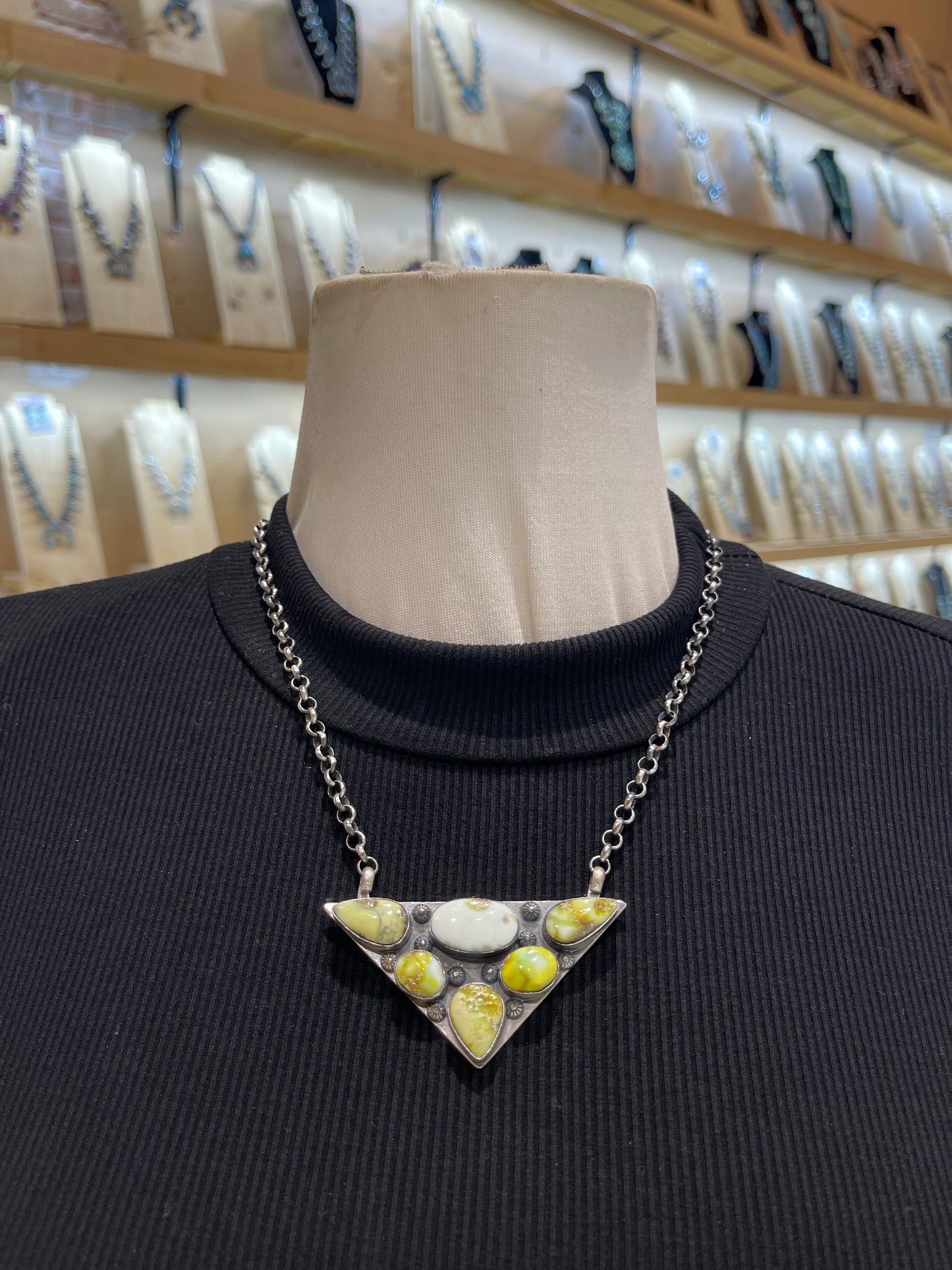 18" Triangle Palomino Turquoise Necklace