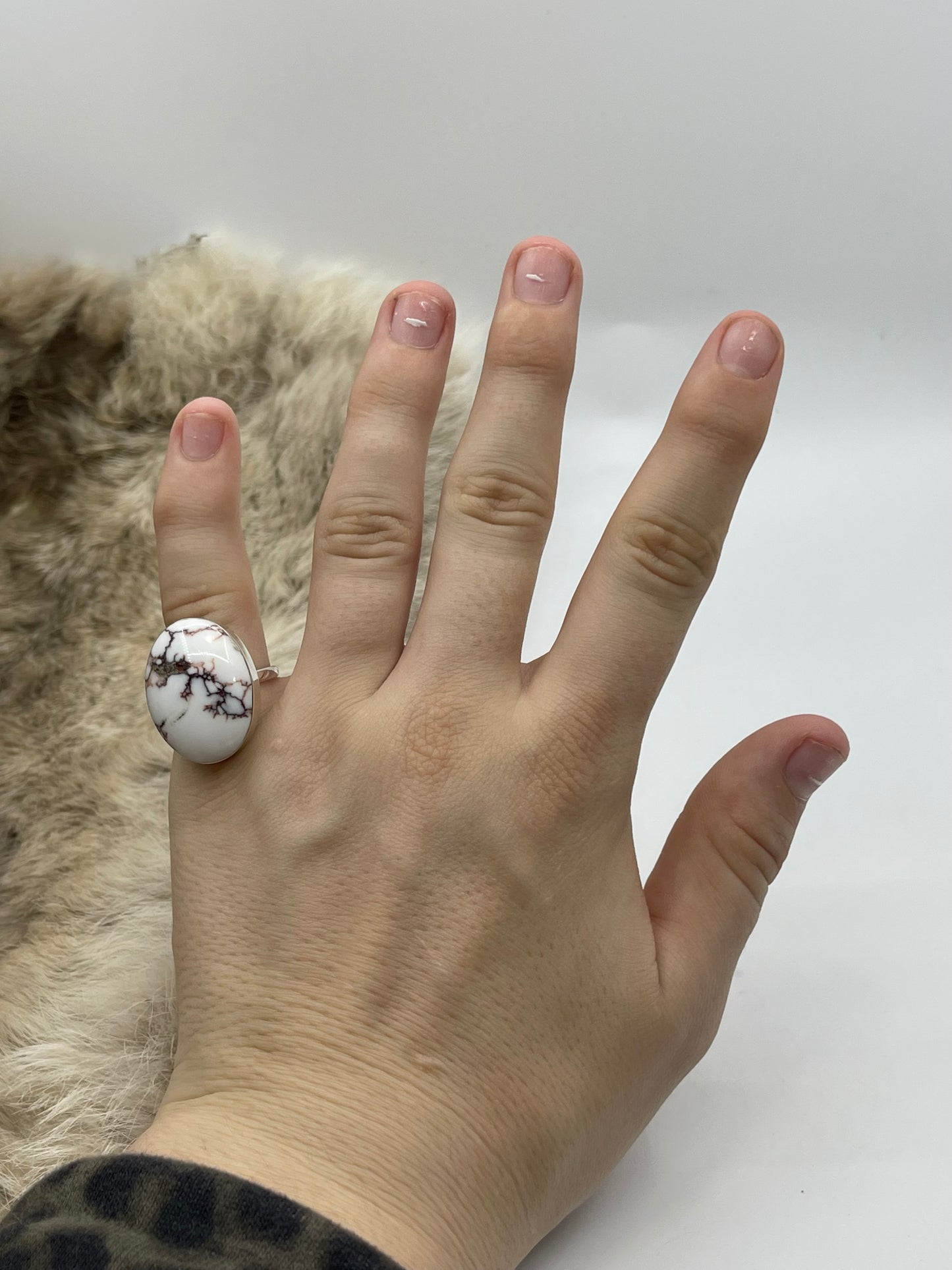 7.0 Oval Wild Horse Ring by David Lopez, Navajo