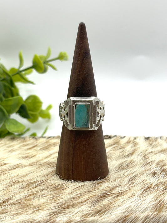 9.5 Turquoise Ring by Bevis Tsadiasi, Zuni