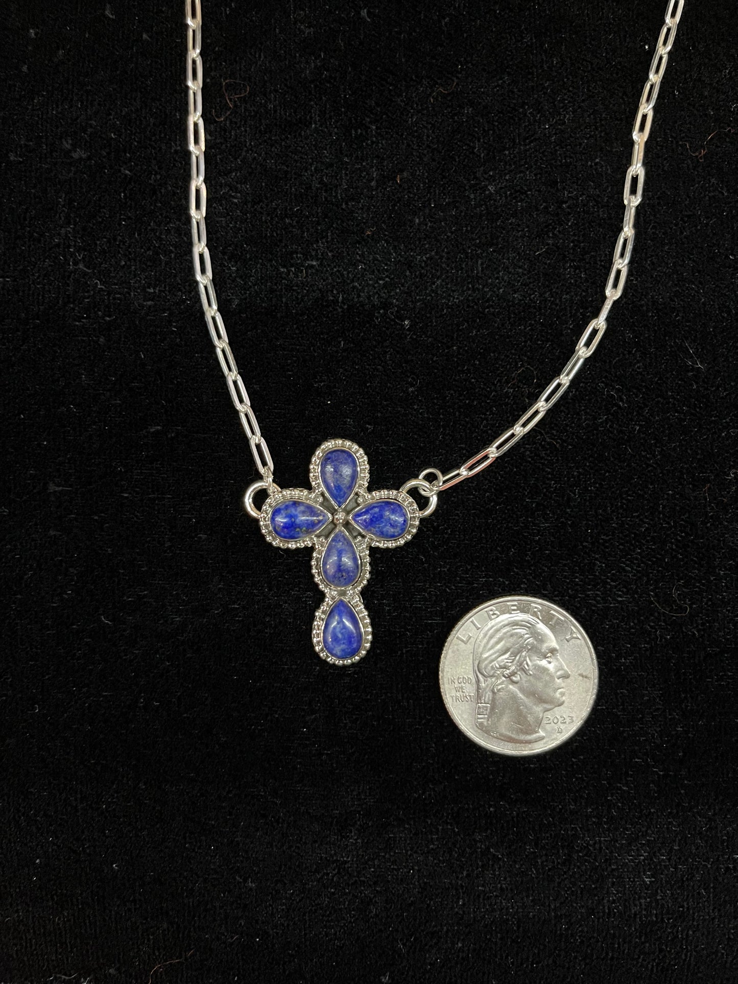 Lapis Cross Necklace