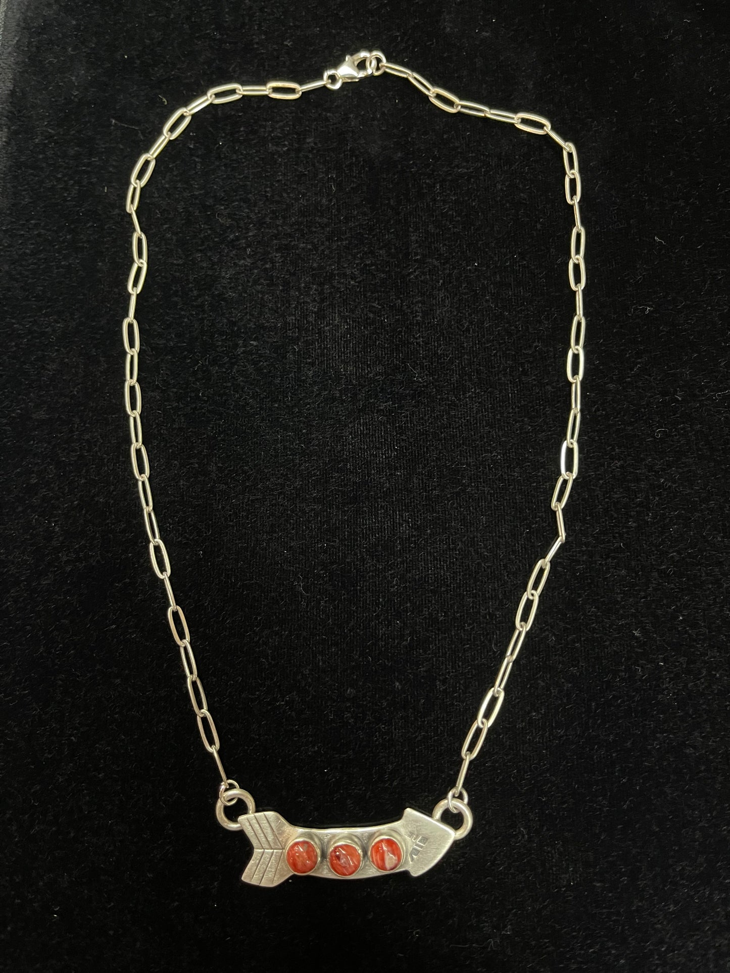 16" Arrow Necklace with Spiny Oyster Stones by Kevin Nez, Navajo