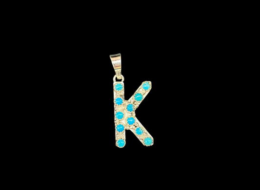 "K" Turquoise Pendant by Scott Skeets, Navajo