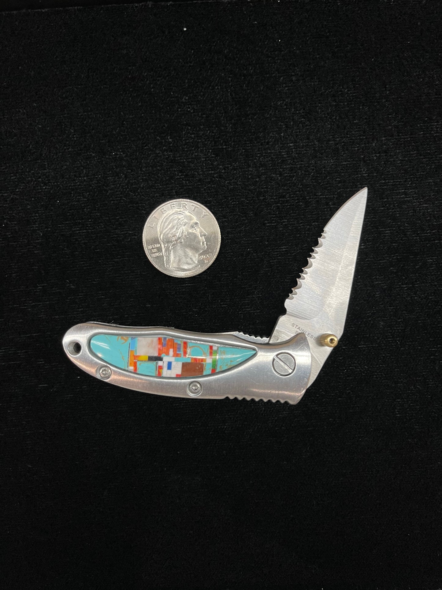 3" Inlaid Pocket Knife with a 2" Stainless Steel Blade