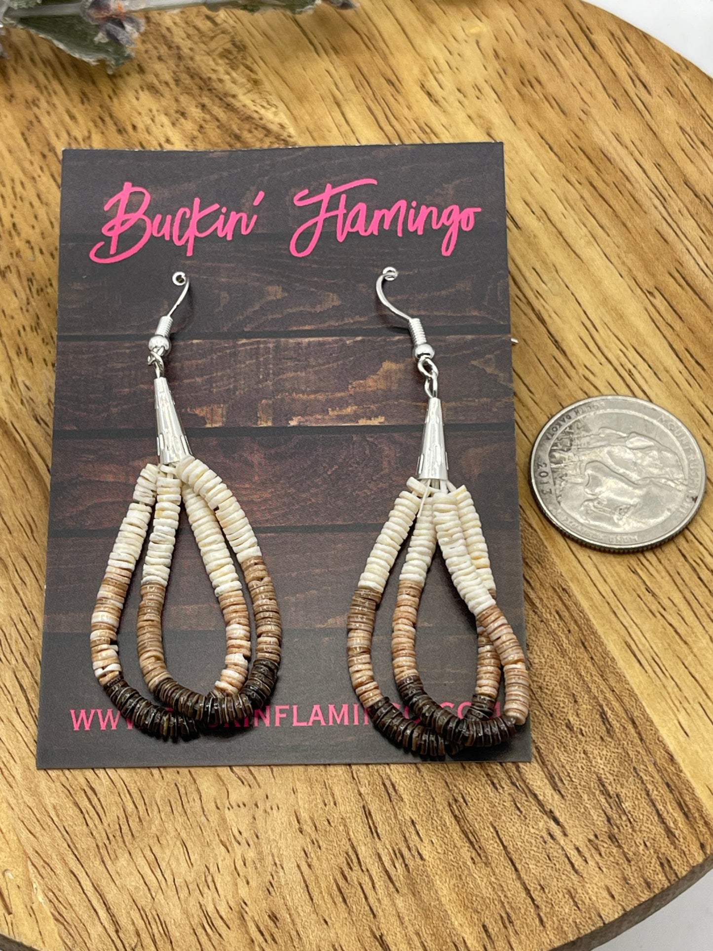 Ombre Melon Shell Teardrop Dangle Earrings by Ramona Calabaza, Santo Domingo